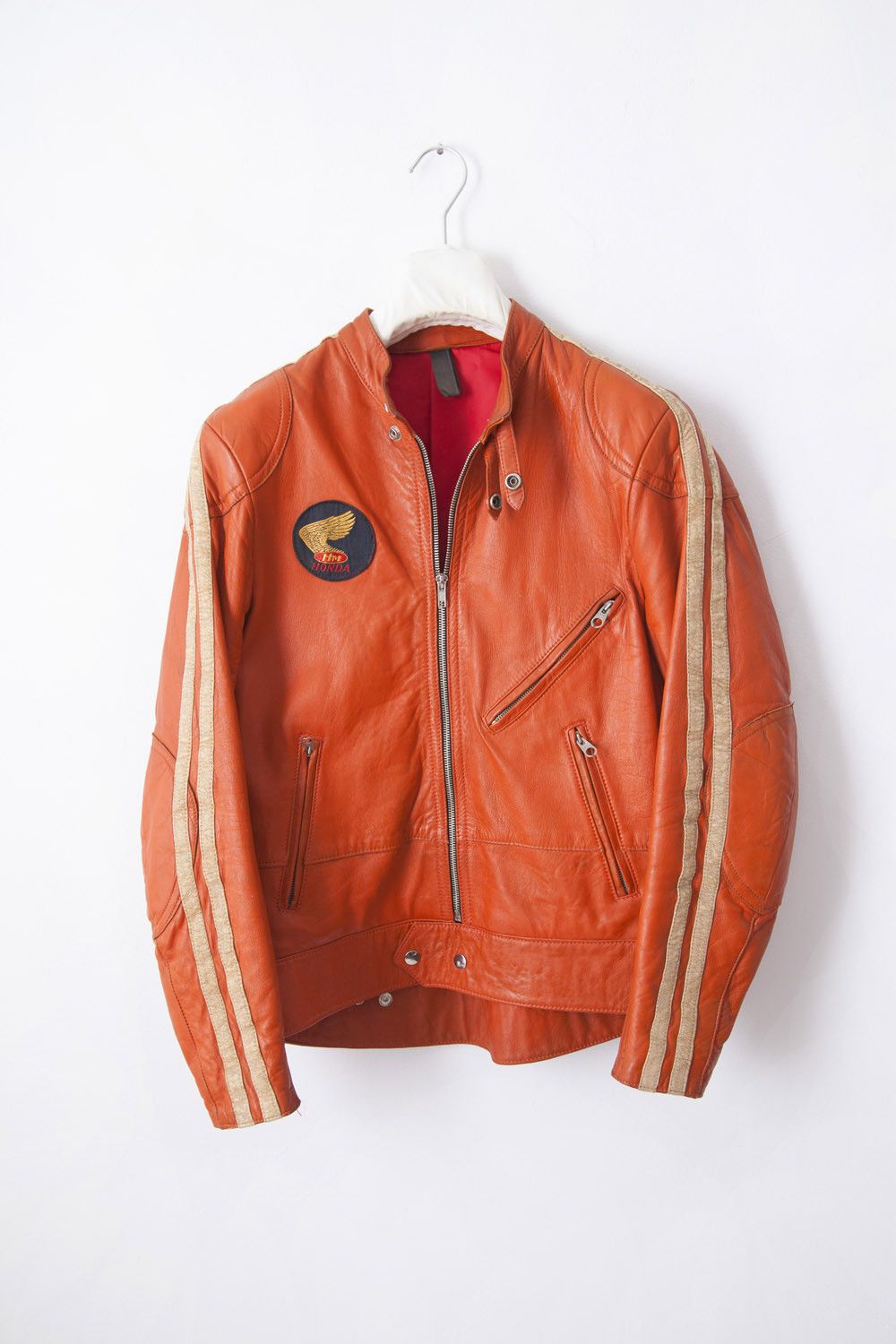 Honda 1970's Honda HM orange leather biker jacket Size US S / EU 44-46 / 1 - 1 Thumbnail