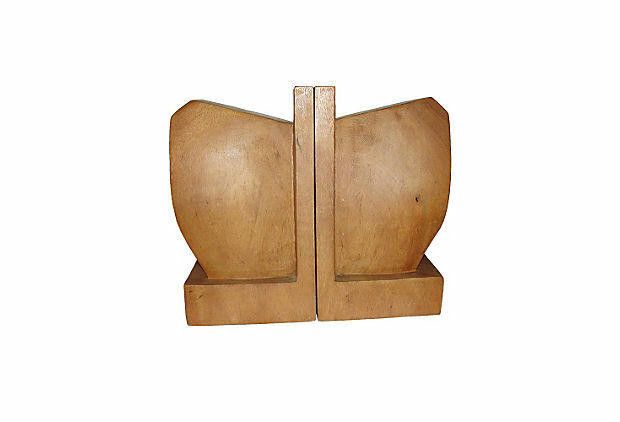Designer 1960s Drama Face Wood Bookends Size ONE SIZE - 5 Thumbnail