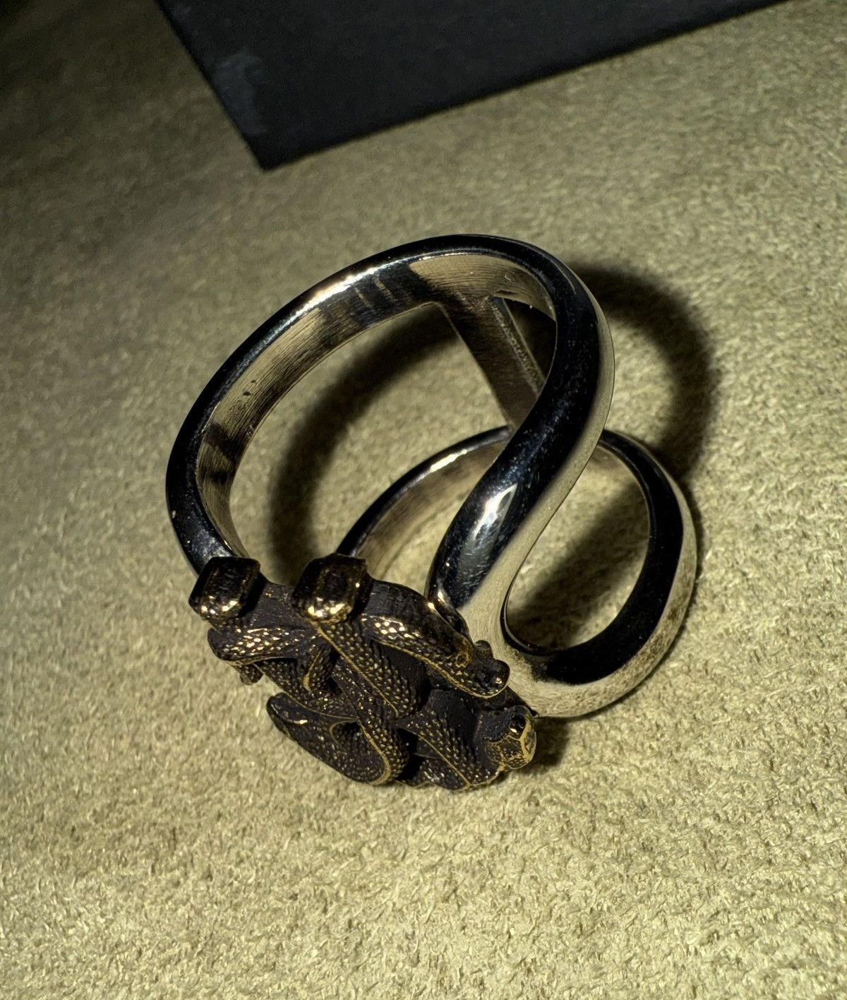 Roberto Cavalli Roberto Cavalli Monogram Serpent Ring, size 9, silver/gold Size ONE SIZE - 9 Thumbnail