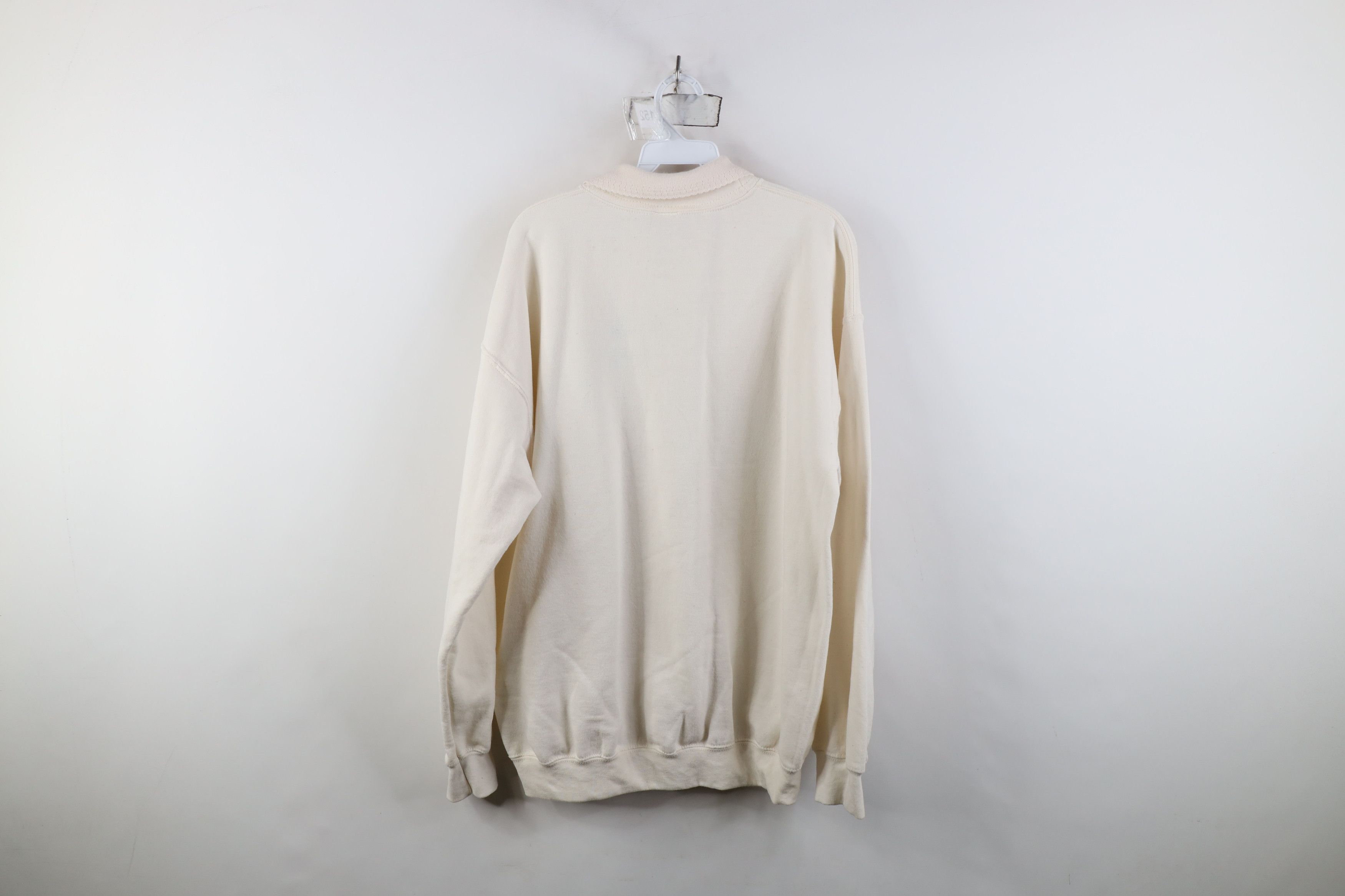 Vintage Vintage 90s Streetwear Cat Kitten Collared Sweatshirt Cream Size L / US 10 / IT 46 - 13 Thumbnail