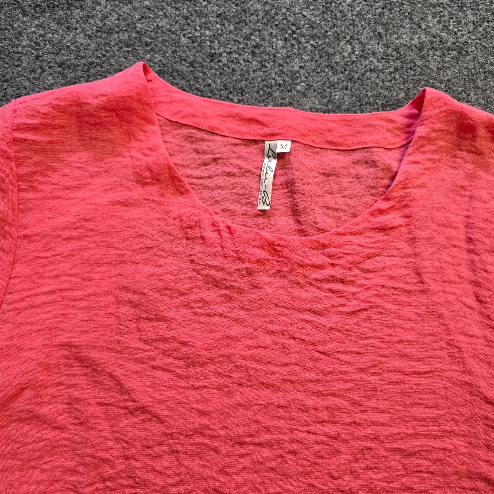 Vintage Lulu B Top Women M Orange Pink Textured Knit Round Neck Casual Capsule Shirt Blouse Womens Vintage? Size M / US 6-8 / IT 42-44 - 2 Thumbnail