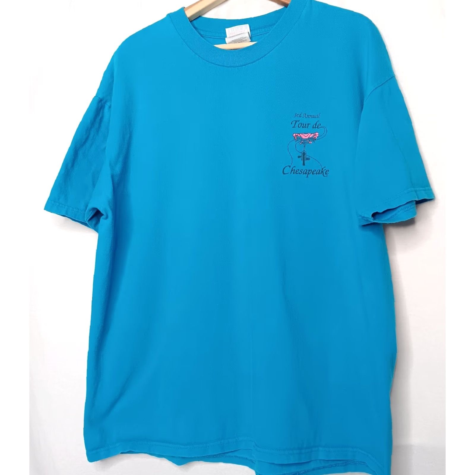 Hanes VINTAGE Hanes 2001 Tour de Chesapeake Shirt XL Blue Bicycle Cycling T-Shirt Men Size US XL / EU 56 / 4 - 3 Thumbnail