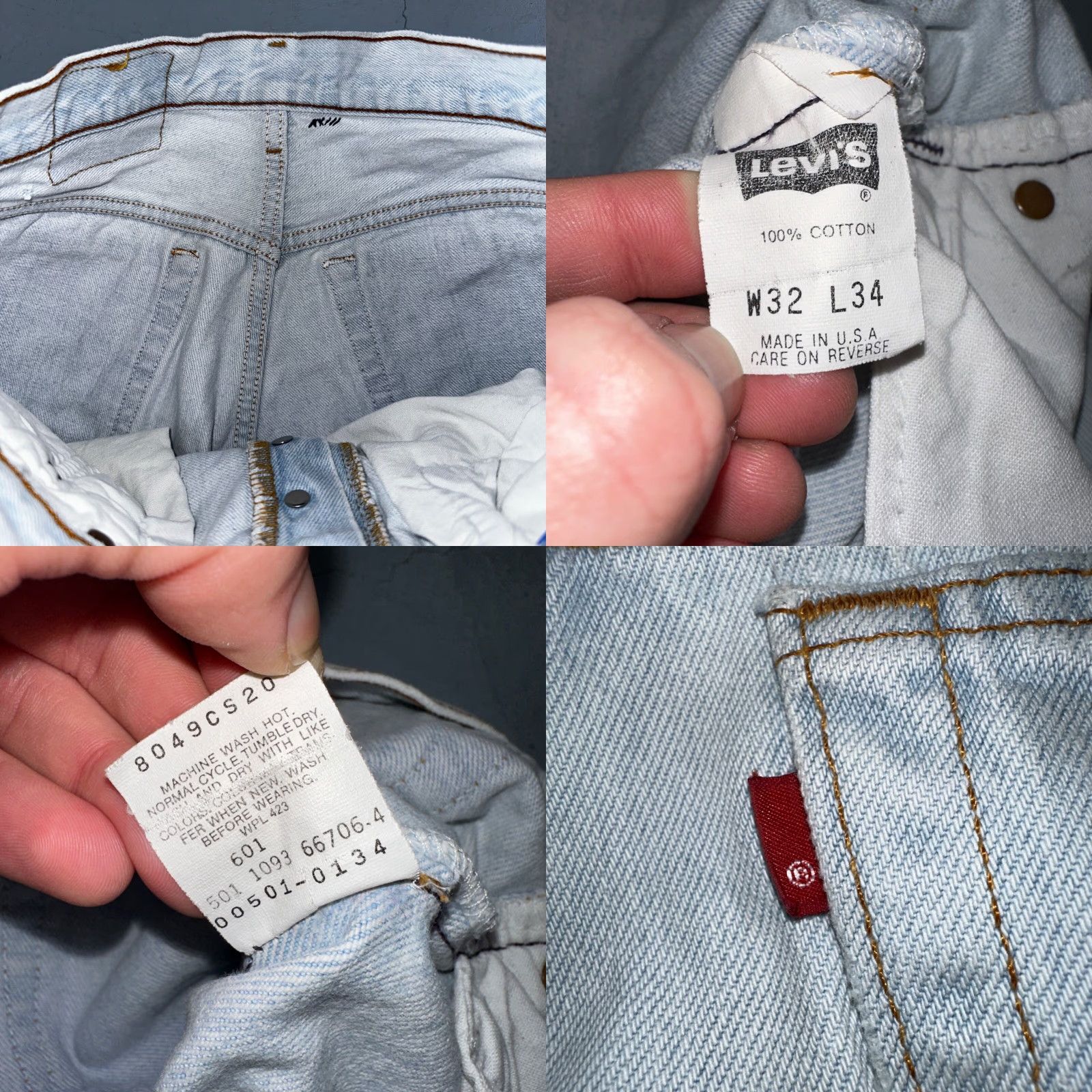 Levi's VINTAGE Levi's 501 Jeans Straight 90s USA Blue Light Wash 32x34 Mens Regular Denim Cotton Button Rise Mid 10-12 Patched 34 Inseam 32 Size US 32 / EU 48 - 9 Thumbnail
