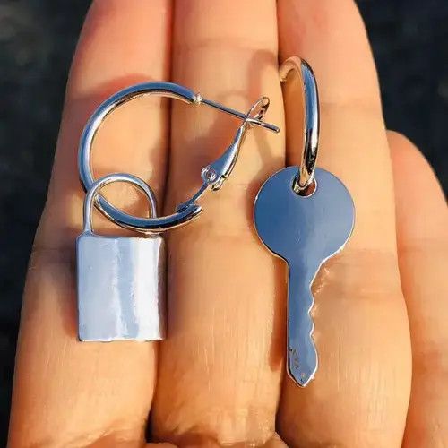Grunt Style Super Sick Padlock and Key Hoops Earrings Size ONE SIZE - 2 Thumbnail