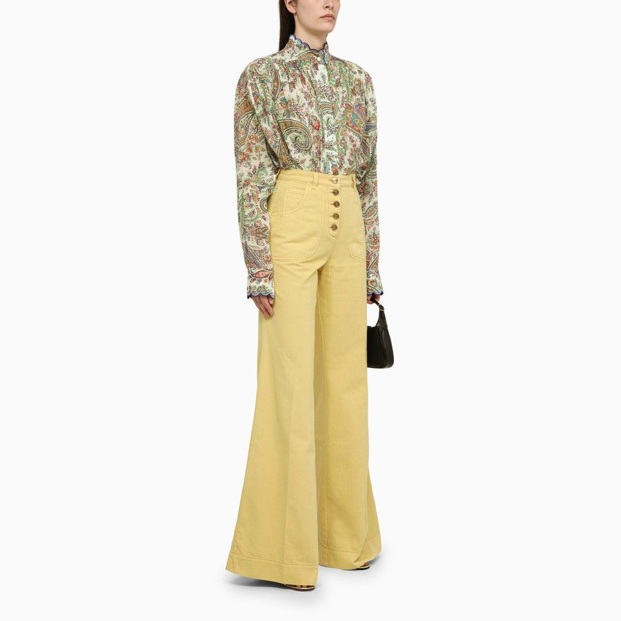 Etro o1d2blof0824 Denim Flared Trousers in Yellow Size 29" - 2 Thumbnail