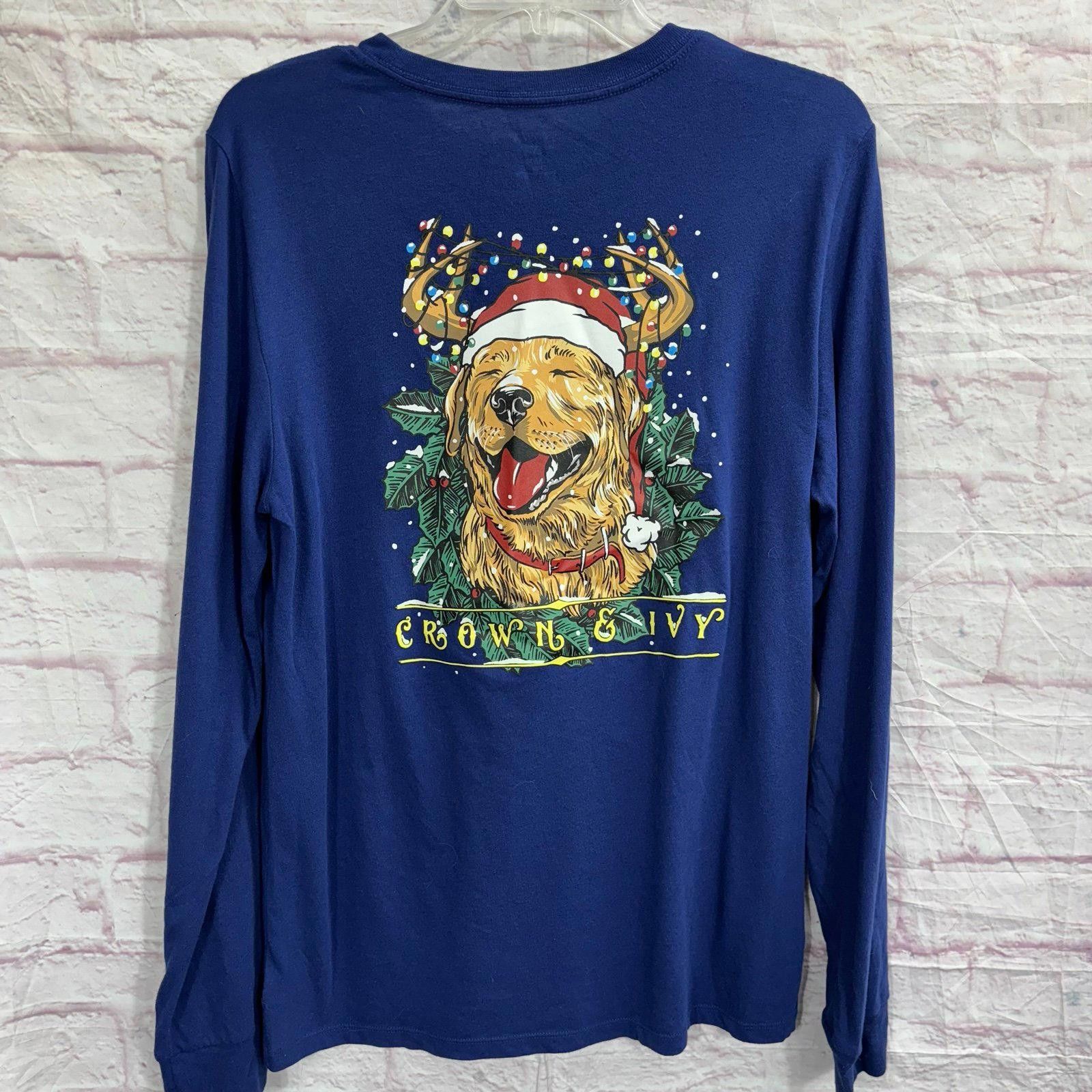 Other Crown & Ivy Kids XL Blue Long Sleeve Shirt w/ Holiday Print Size US XL / EU 56 / 4 - 4 Thumbnail