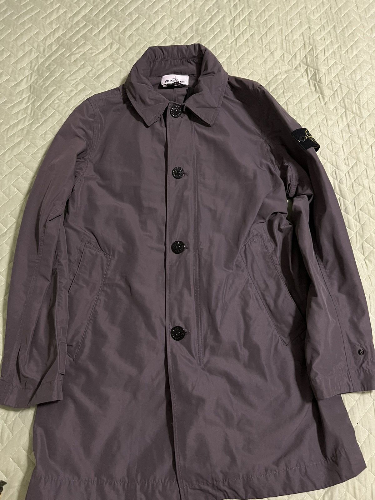 image of Stone Island Trench Coat in Grey, Men's (Size Small)