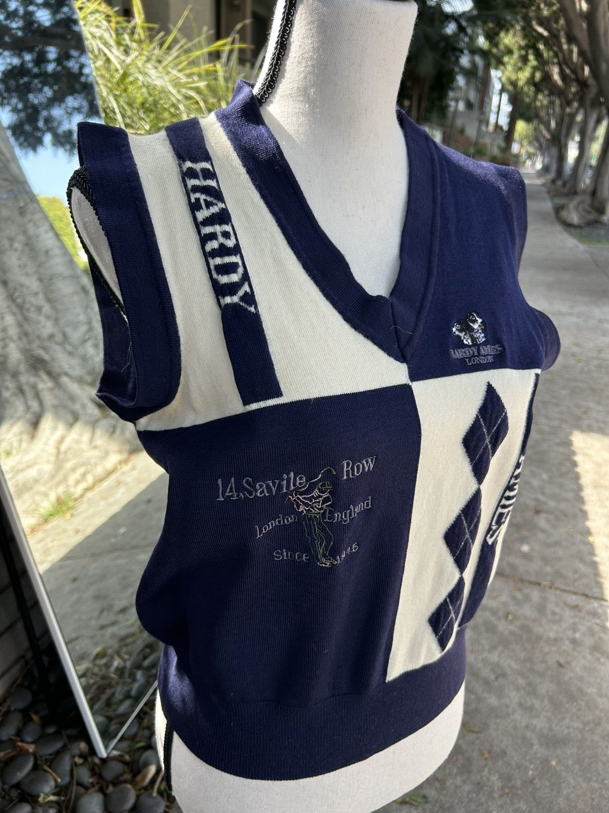 Hardy Amies Navy and White Hardy Aimes Golf Sweater Vest Size S / US 4 / IT 40 - 2 Thumbnail