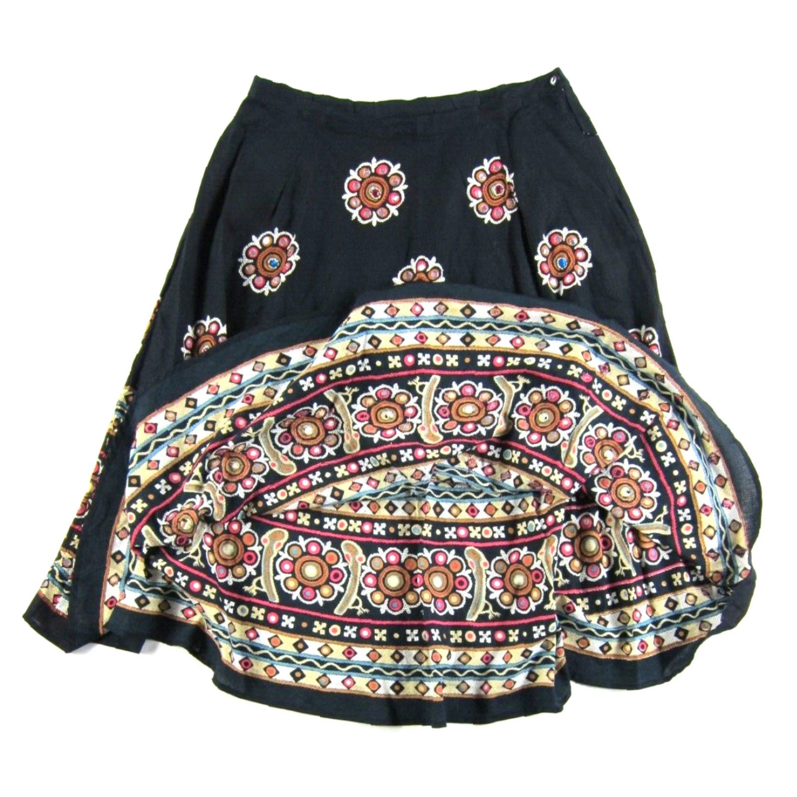 Pinko R-Q-T Black Pink Blue White 100% Cotton Beaded Long Maxi Skirt Woman Size 16 Size 38" / US 16 / IT 52 - 4 Thumbnail