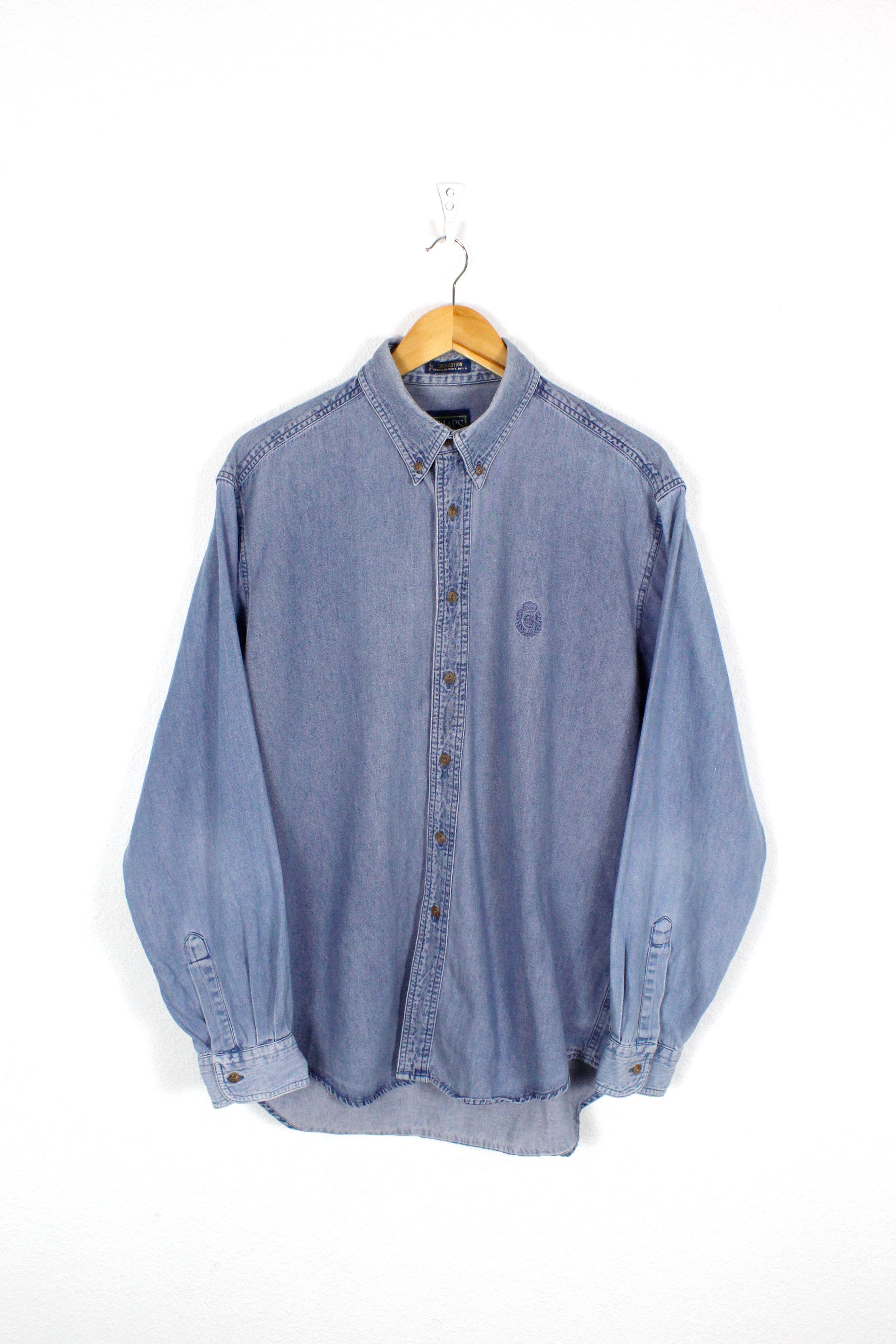 Chaps Ralph Lauren × Denime × Polo Ralph Lauren Vintage Chaps Ralph Lauren Logo Denim Jeans Shirt 90s Size US L / EU 52-54 / 3 - 1 Thumbnail