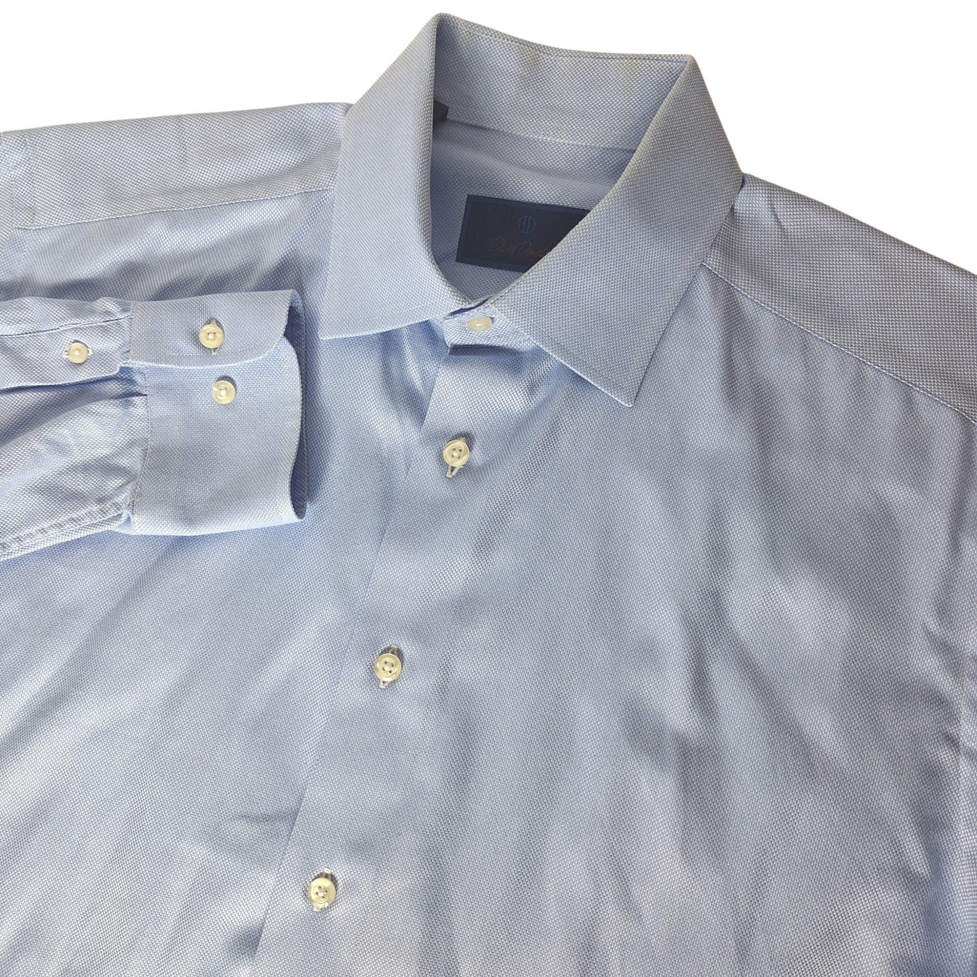 David Donahue David Donahue Dress Shirt Blue Micro Houndstooth Check Cotto Size US L / EU 52-54 / 3 - 1 Thumbnail