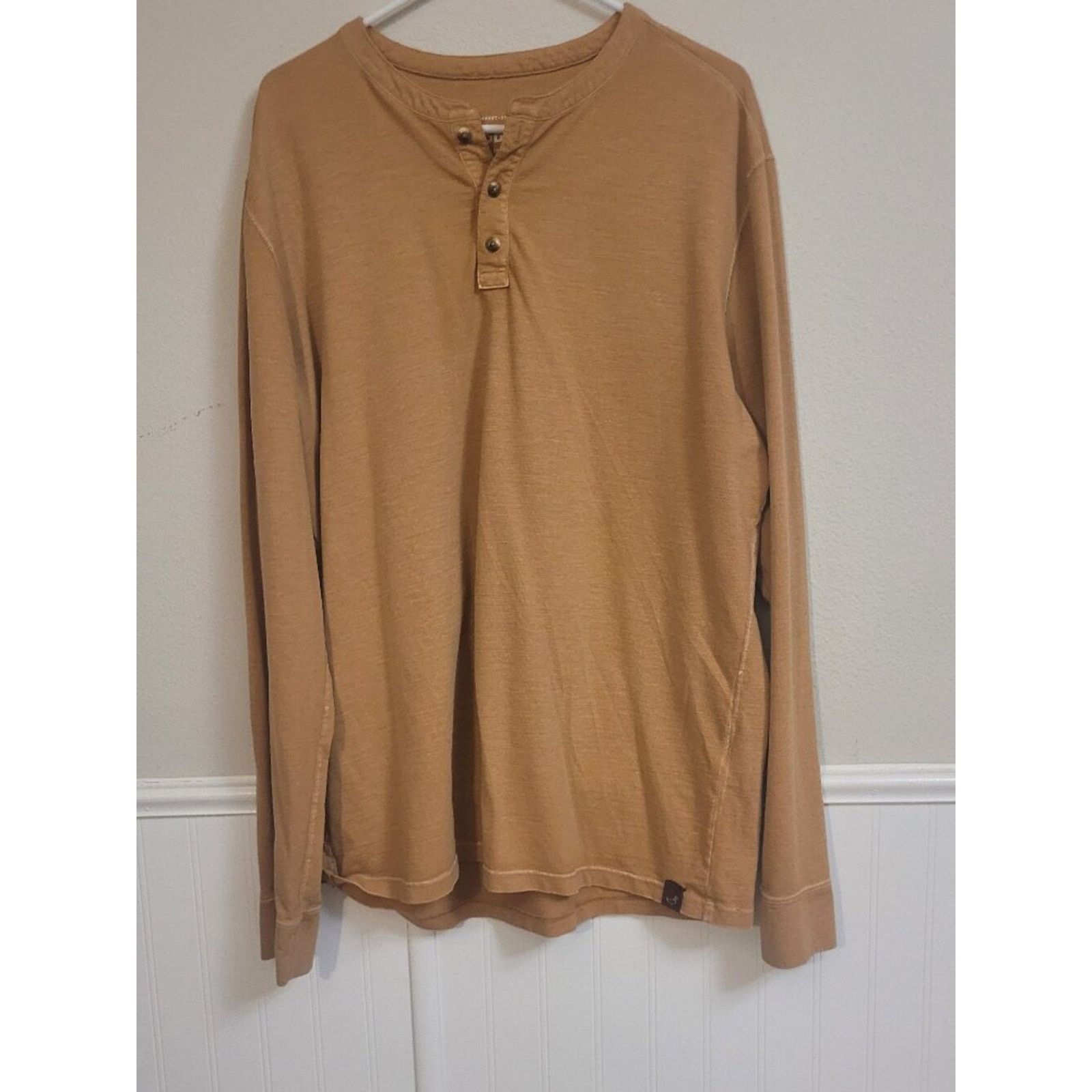 Alessandra Rich Alesbury Garment-Dyed Long Sleeve Henley Shirt Mustard L Size US L / EU 52-54 / 3 - 1 Thumbnail