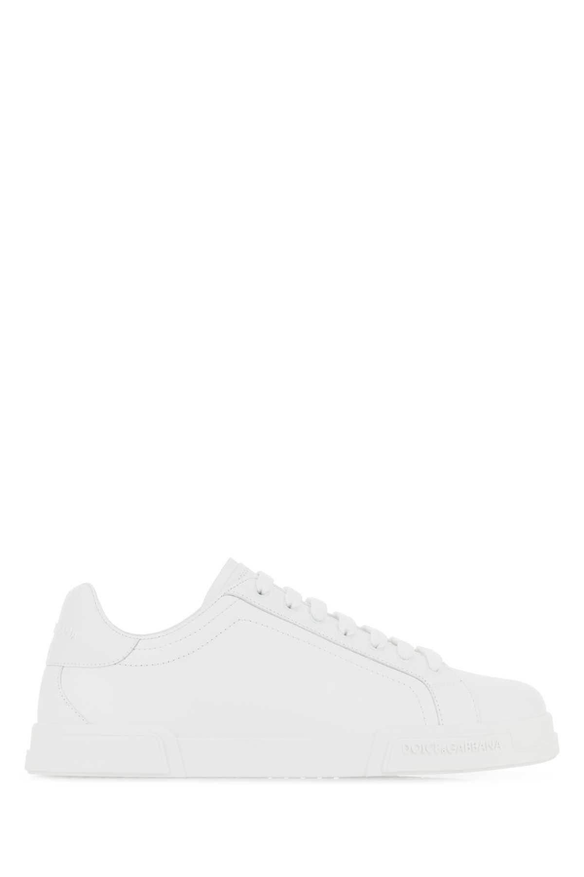 Dolce & Gabbana White Leather Portofino Sneakers Size US 8 / EU 41 - 1 Thumbnail