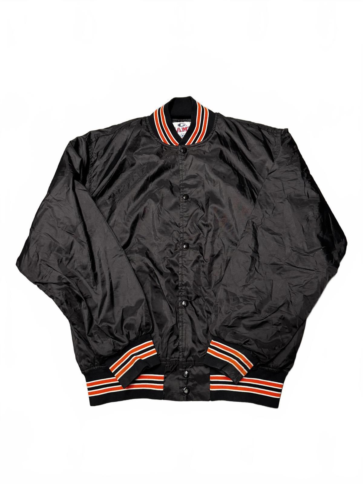 Designer Vintage Black Satin Bomber Jacket with Tiger Patch Size US XL / EU 56 / 4 - 1 Thumbnail