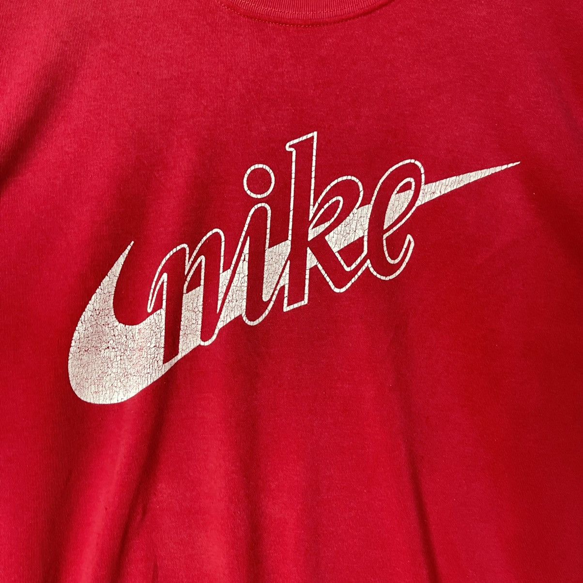 Nike Vintage Nike Script Swoosh Crewneck Sweatshirt Red Size US XL / EU 56 / 4 - 3 Thumbnail