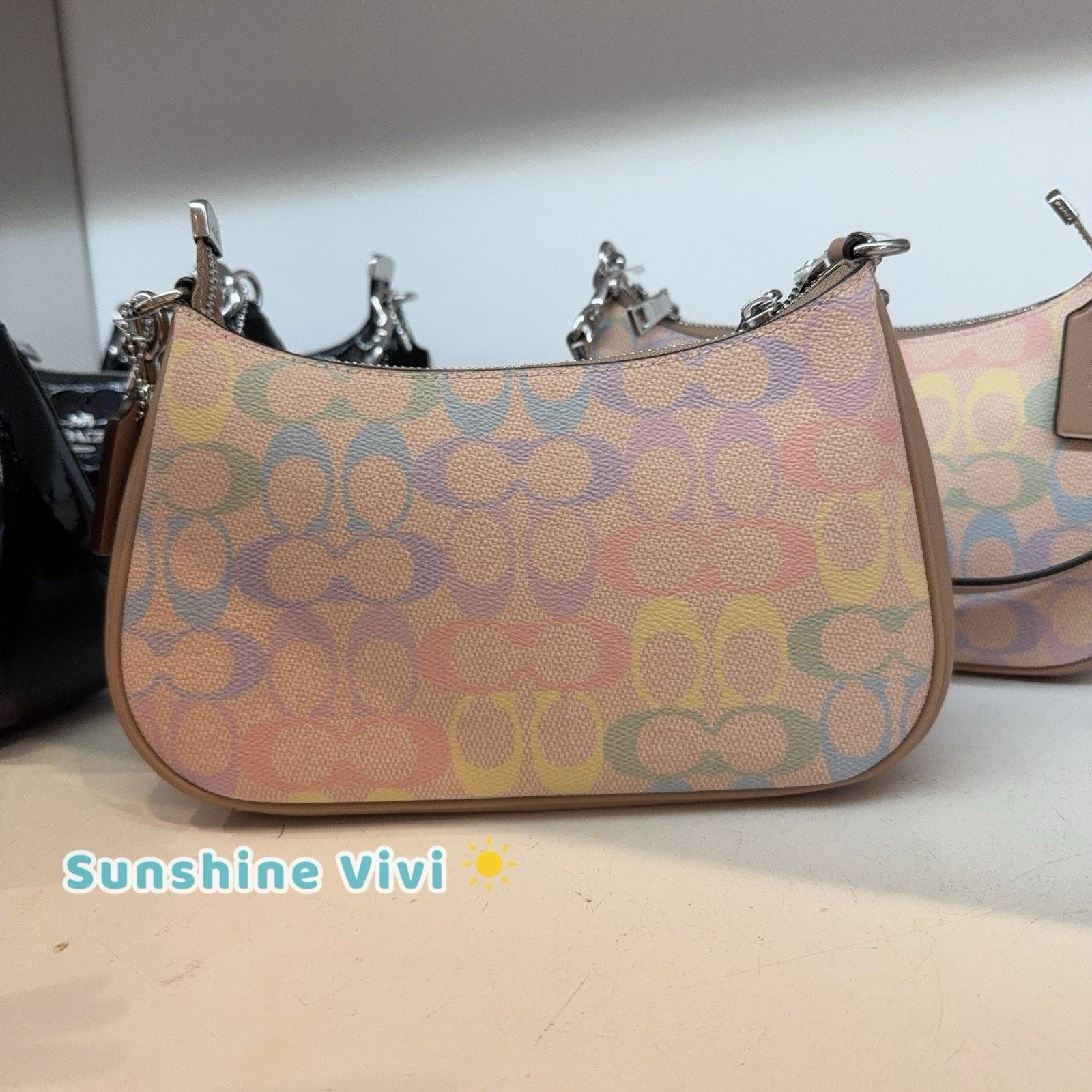 Coach NWT Coach Teri Shoulder Bag Rainbow Canvas CDA91 Sand Multi Size ONE SIZE - 3 Thumbnail