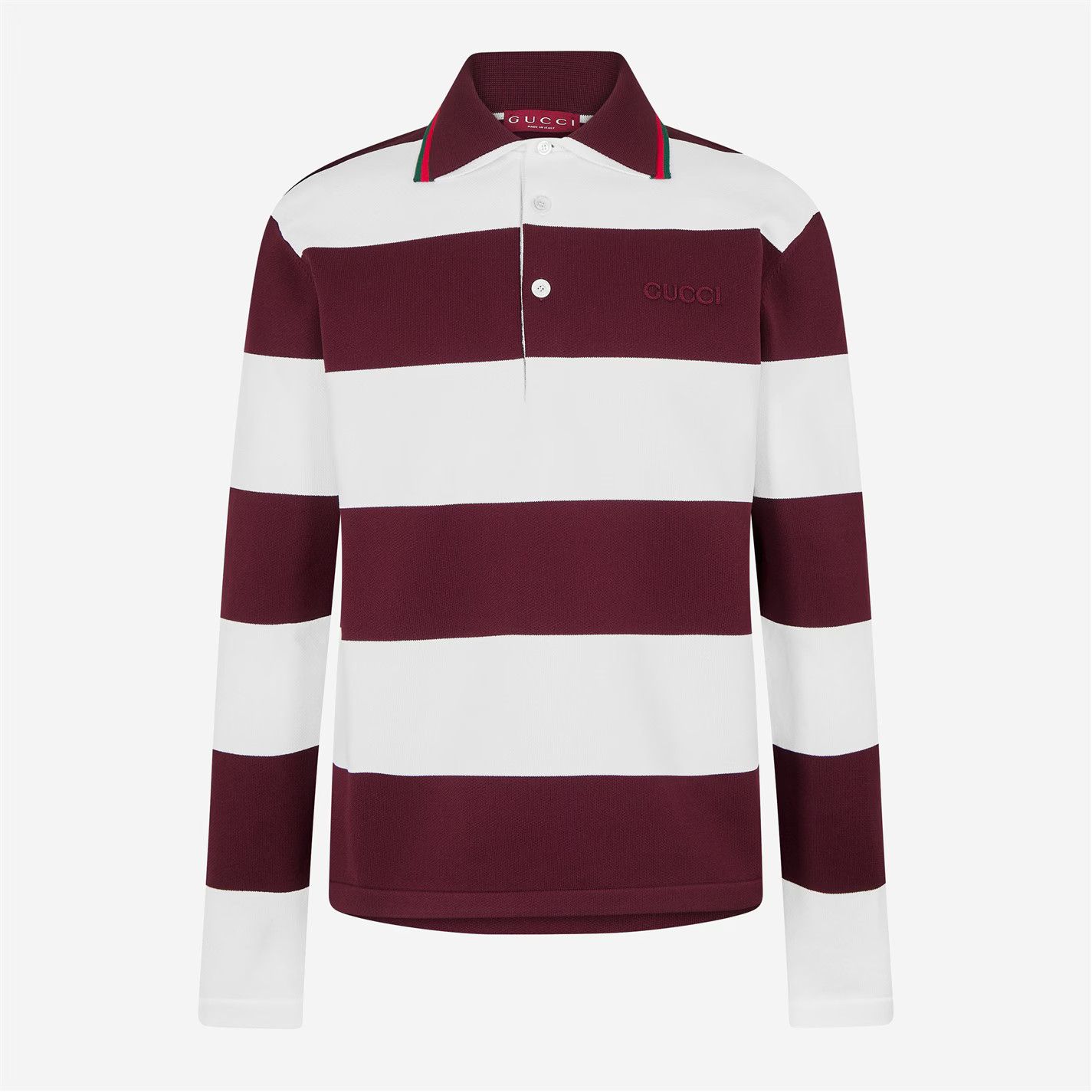 Gucci o1g2r1mq0426 Embroidered Knit Polo Shirt in White/Bordeaux Size US M / EU 48-50 / 2 - 1 Thumbnail