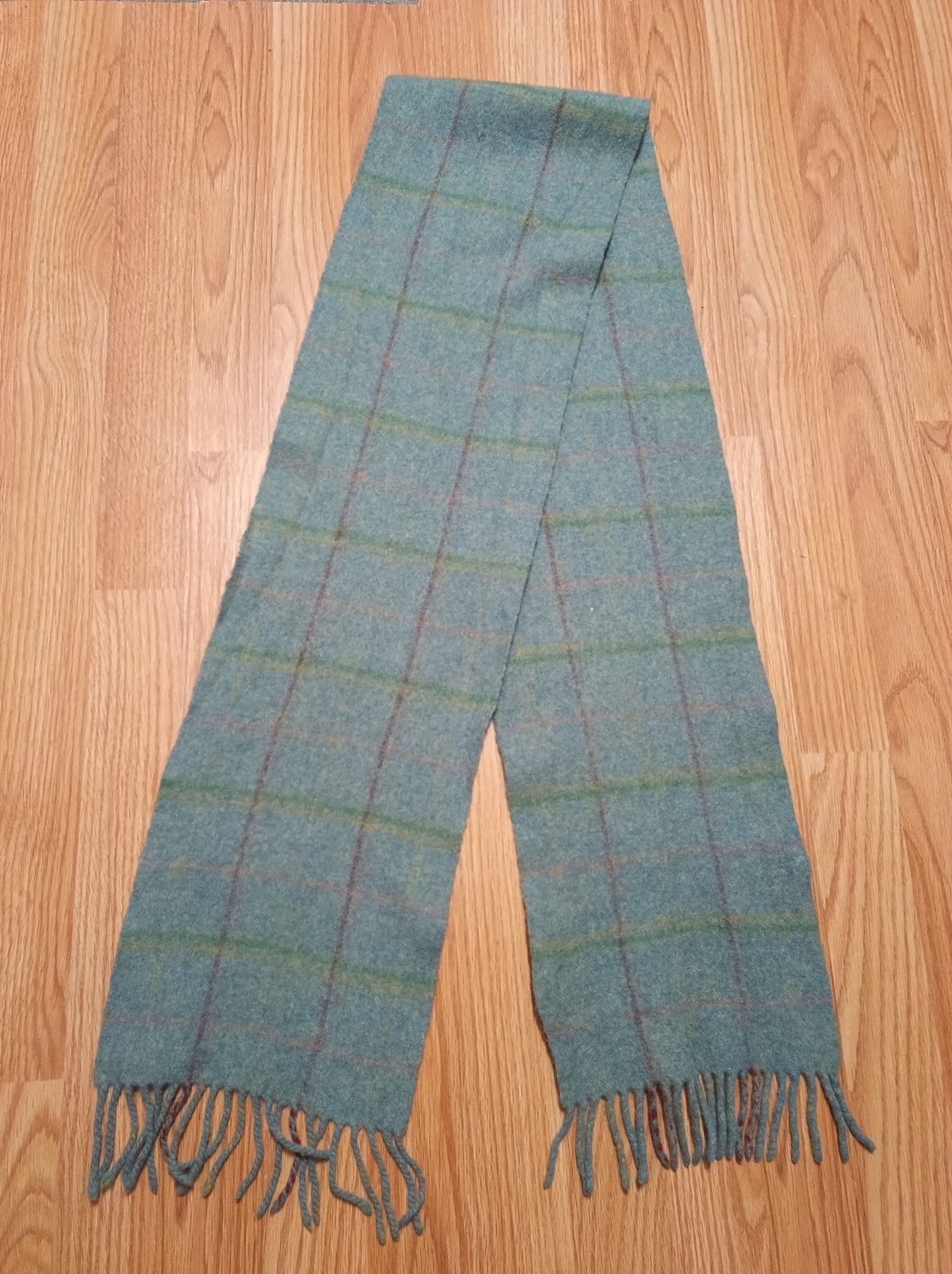 Barbour Vintage BARBOUR Scotland Lambs Wool Green Tartan Scarf Size ONE SIZE - 4 Thumbnail