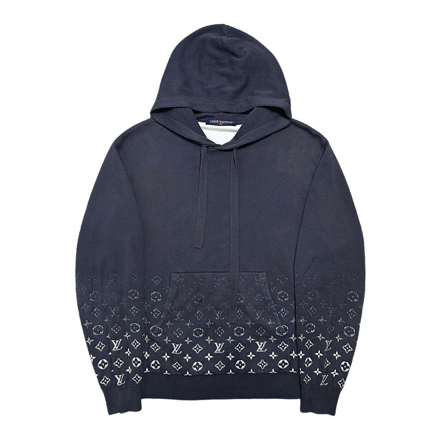 image of Louis Vuitton Monogram Gradient Hooded Sweatshirt Grey, Men's (Size Small)