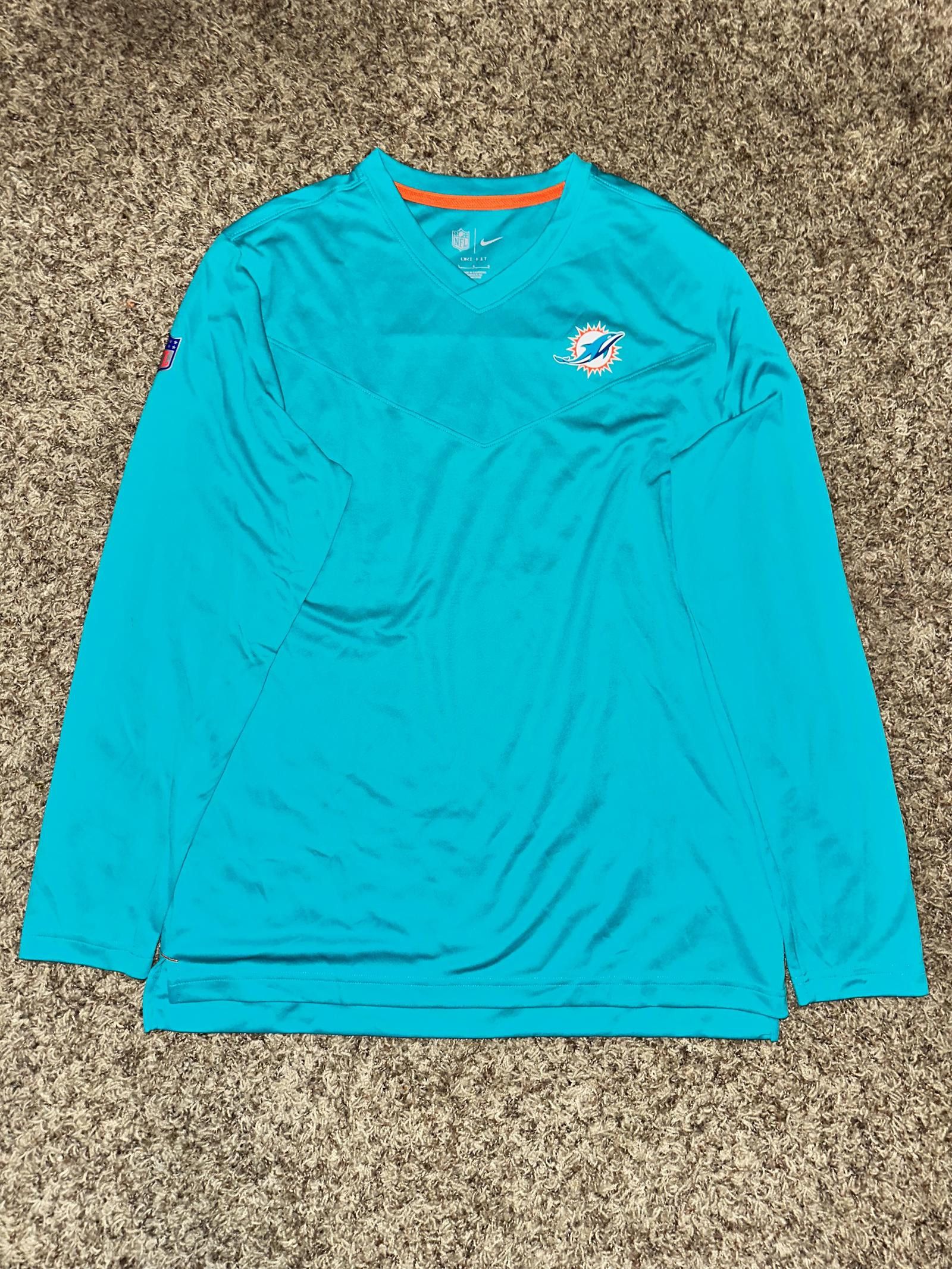 Miami Dolphins Nike 2023 Sideline Throwback Heavy Brushed Long Sleeve Top - Teal