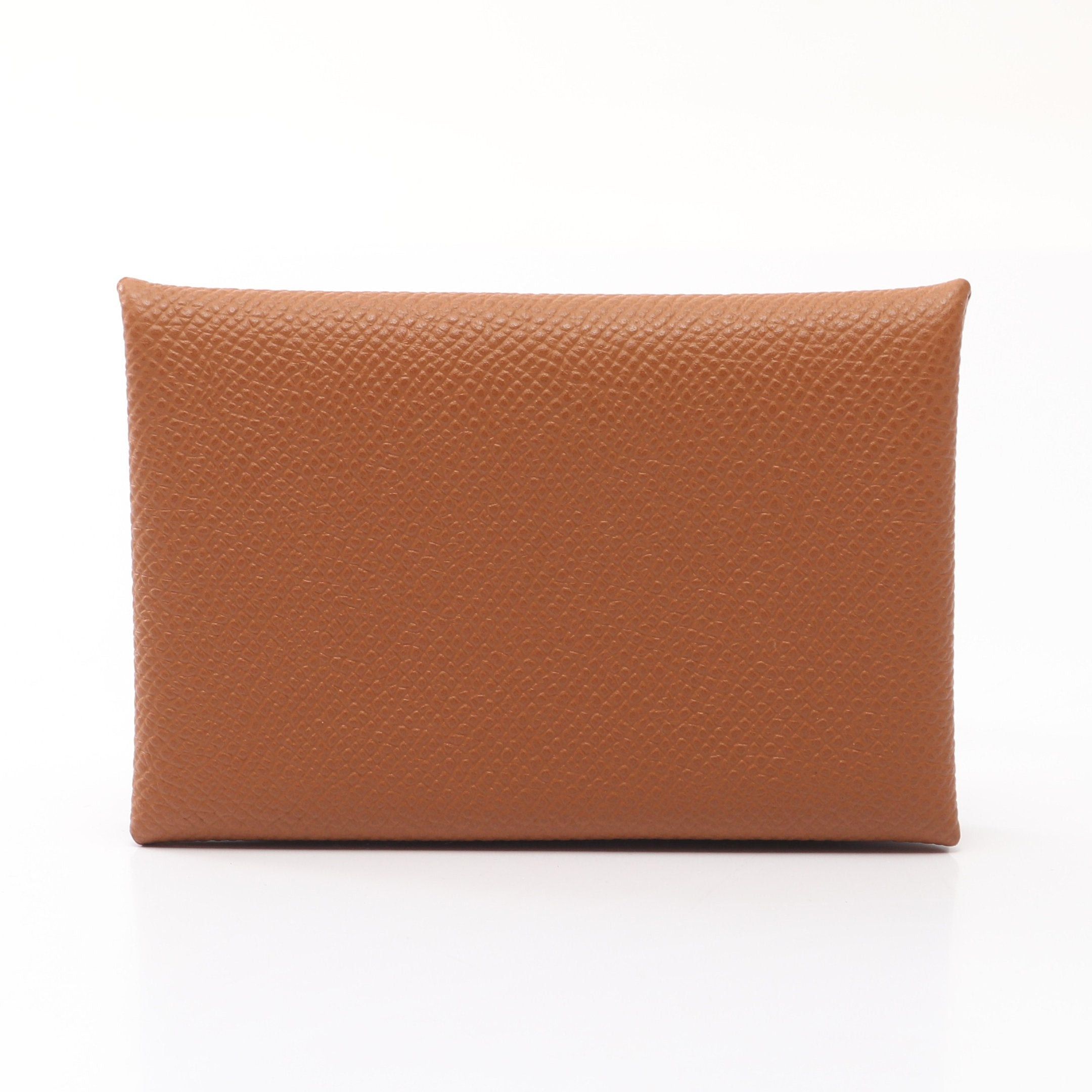 Hermes Hermes Calvi Gold Coin Purse Veau Epsom Light Brown Silver Hardware Double Engraved Size ONE SIZE - 1 Thumbnail