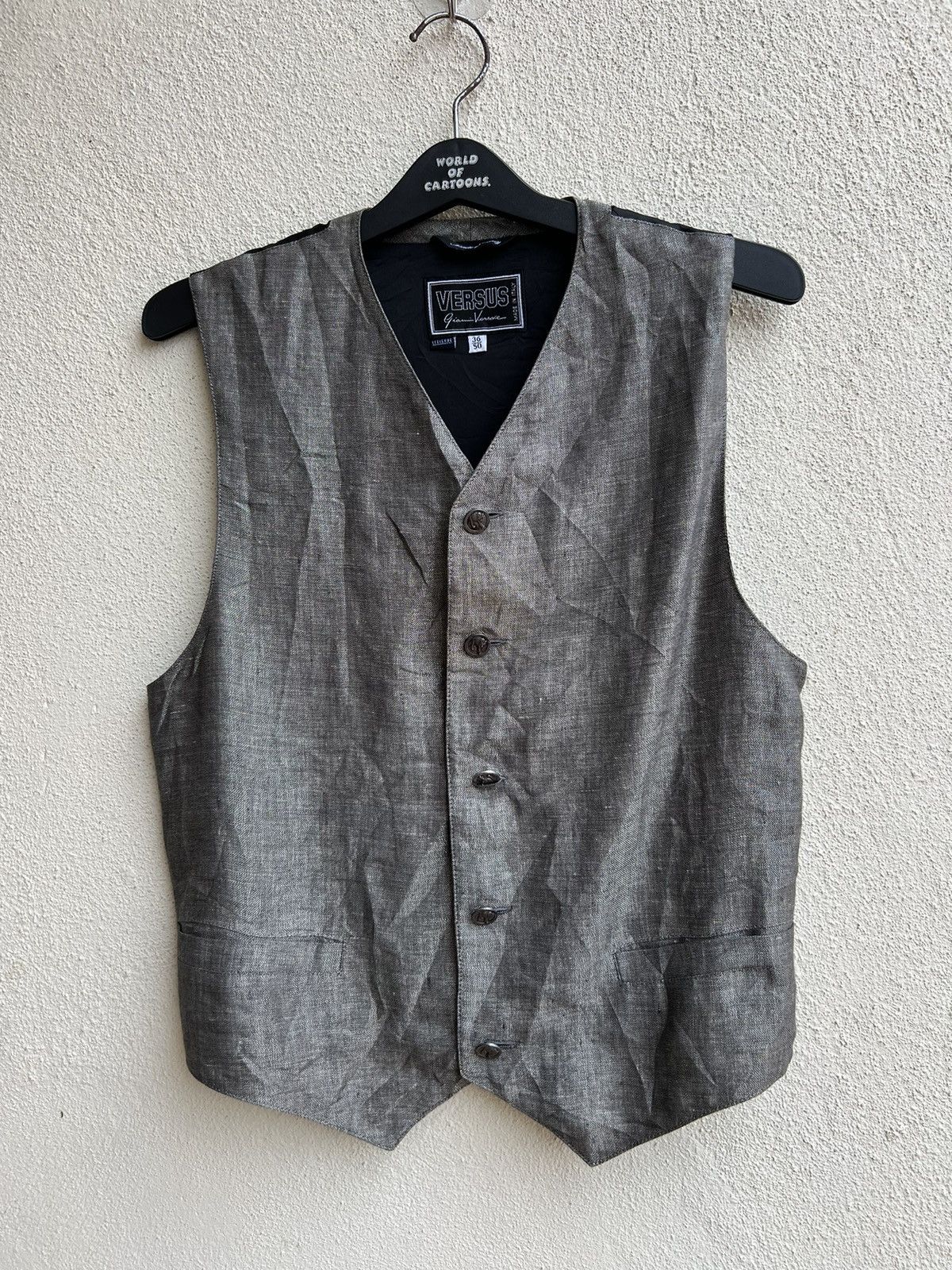 Versace Vintage 90s Gianni Versace Versus Linen Vest Size US M / EU 48-50 / 2 - 6 Thumbnail