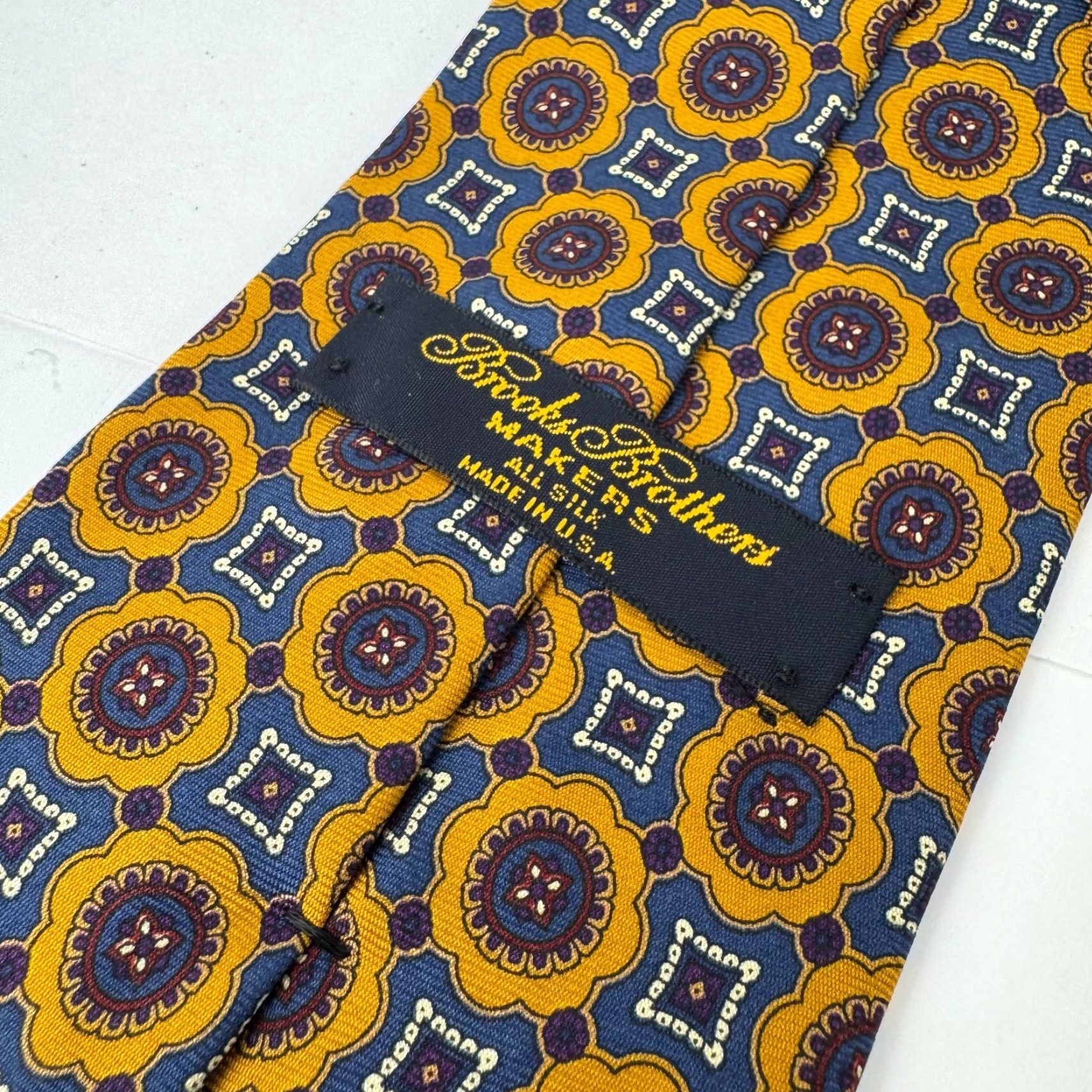 Brooks Brothers Brooks Brothers Makers Pre Silk Blue Geometric Pattern Neck Tie Classic 57"-60" Men Logo Adjustable Size ONE SIZE - 5 Thumbnail