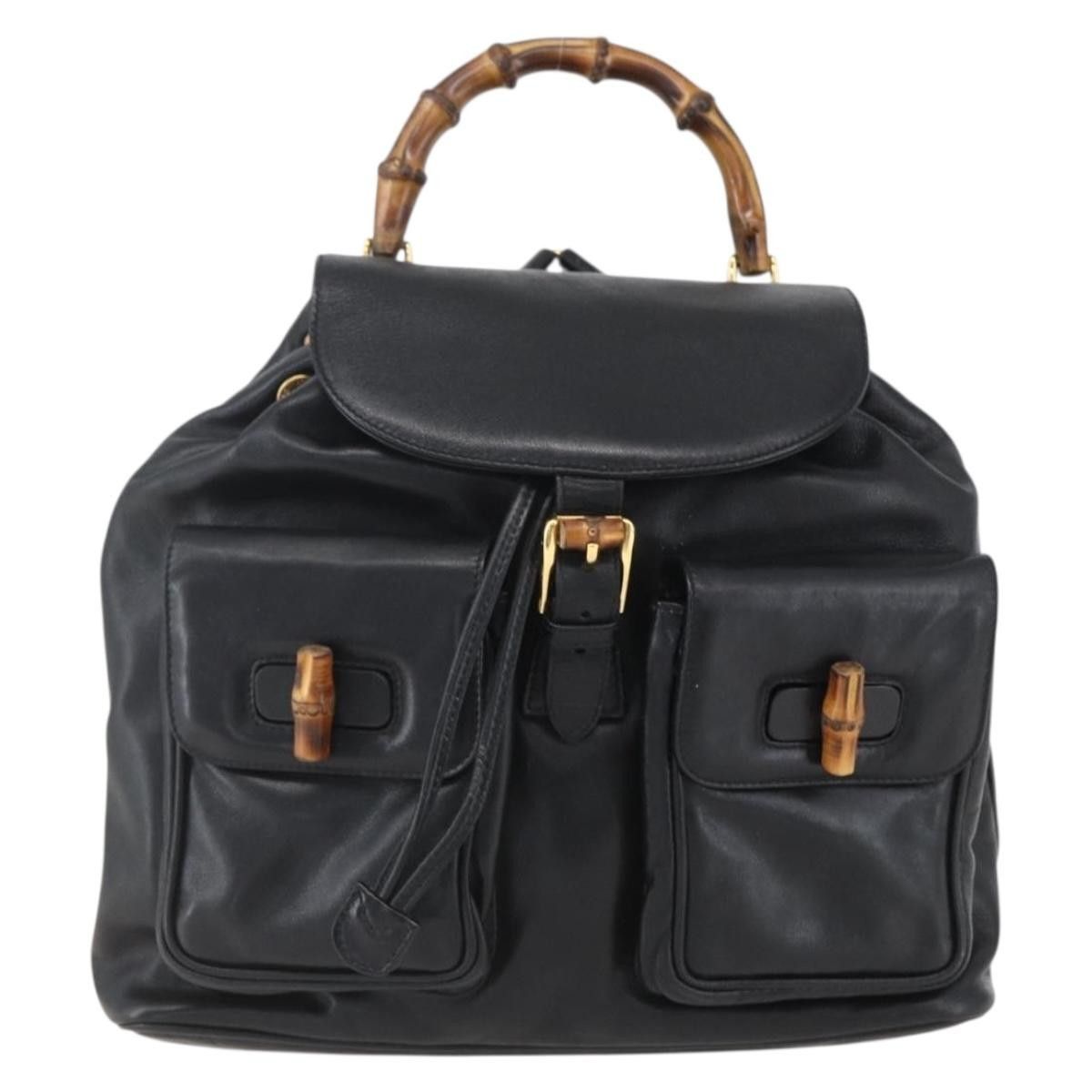 Gucci Gucci Vintage Bamboo Backpack Leather Size ONE SIZE - 1 Thumbnail