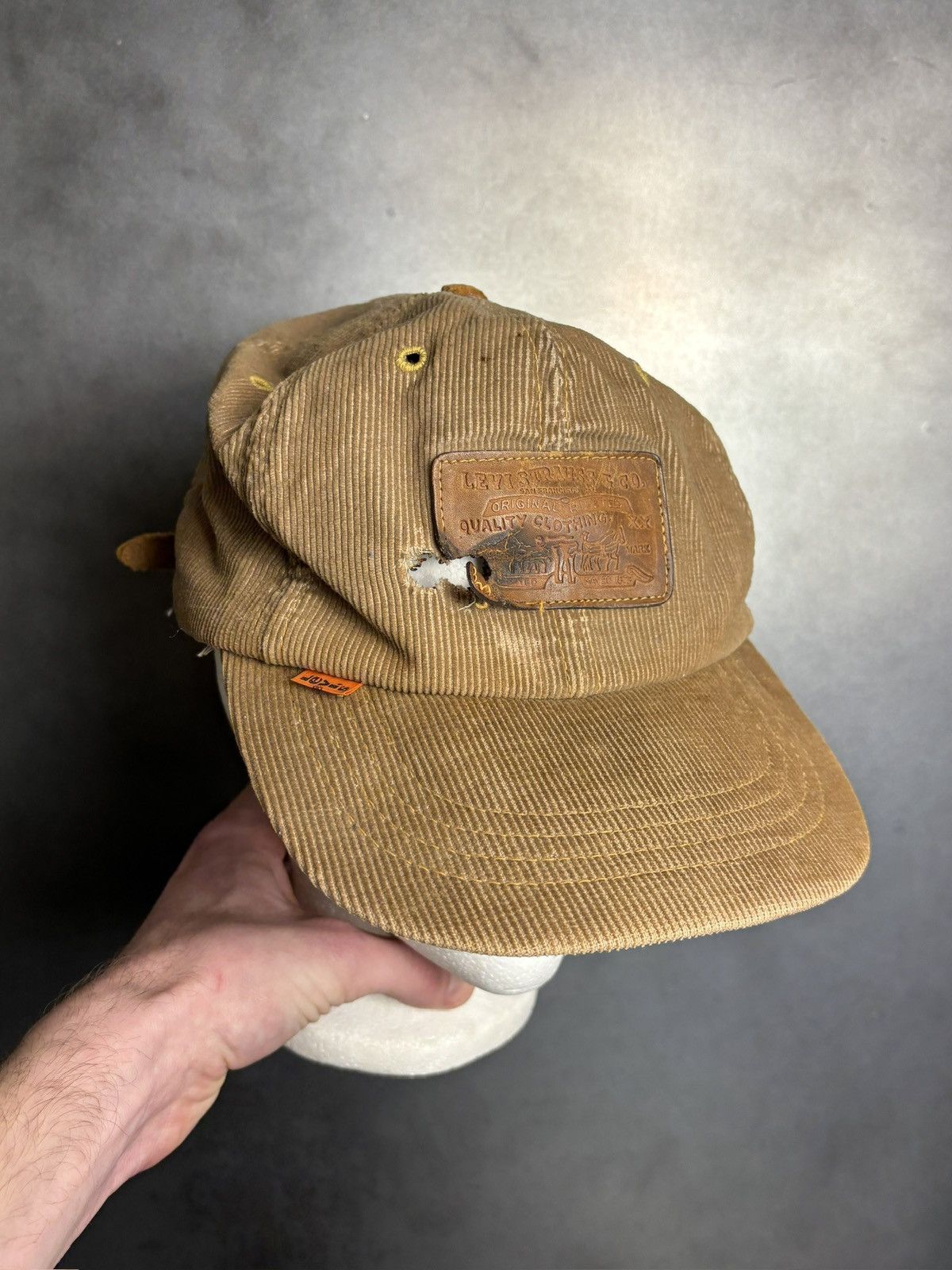Levi's 1970s Vintage Levi's Orange Tab Corduroy Hat Leather Basebal Size ONE SIZE - 18 Thumbnail