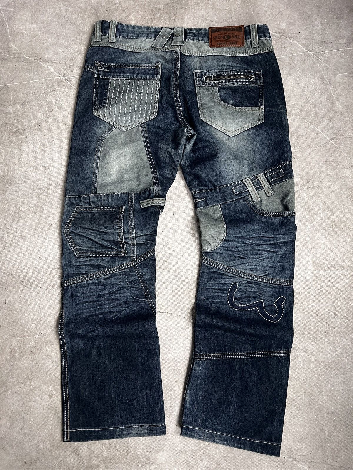 Tornado Mart Rare patchwork denim distressed y2k cargo jeans archive Size US 33 - 9 Thumbnail