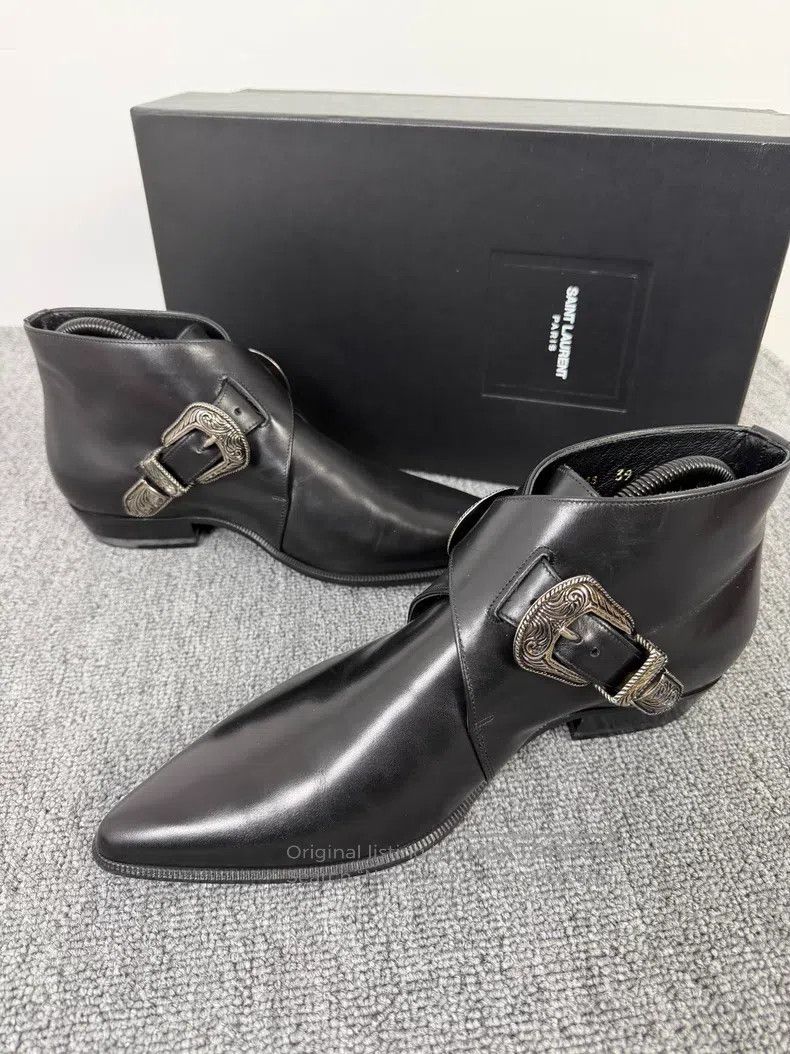 Saint Laurent Paris Saint Laurent Paris Chelsea boots with cross leather belt Size US 6 / EU 39 - 4 Thumbnail