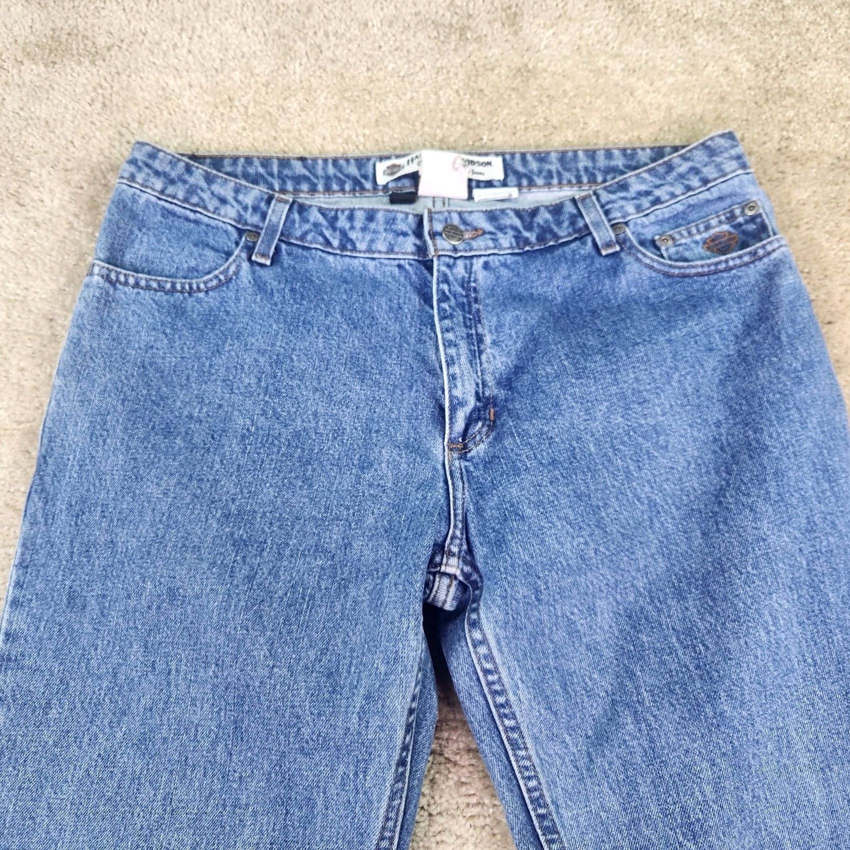 Harley Davidson VINTAGE Harley Davidson Womens Jeans Size 12 36in Waist 31in Inseam Straight Biker Blue B903 Size 25" / US 0 / IT 36 - 2 Thumbnail