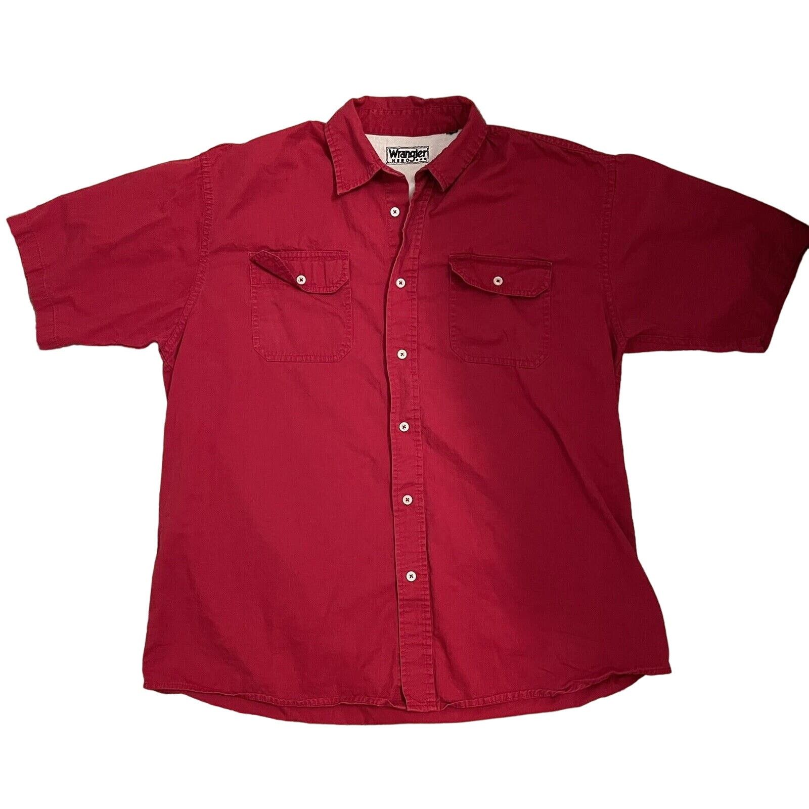 Wrangler Wrangler Hero Button Up Large Red Short Sleeve Pockets Size US L / EU 52-54 / 3 - 1 Thumbnail