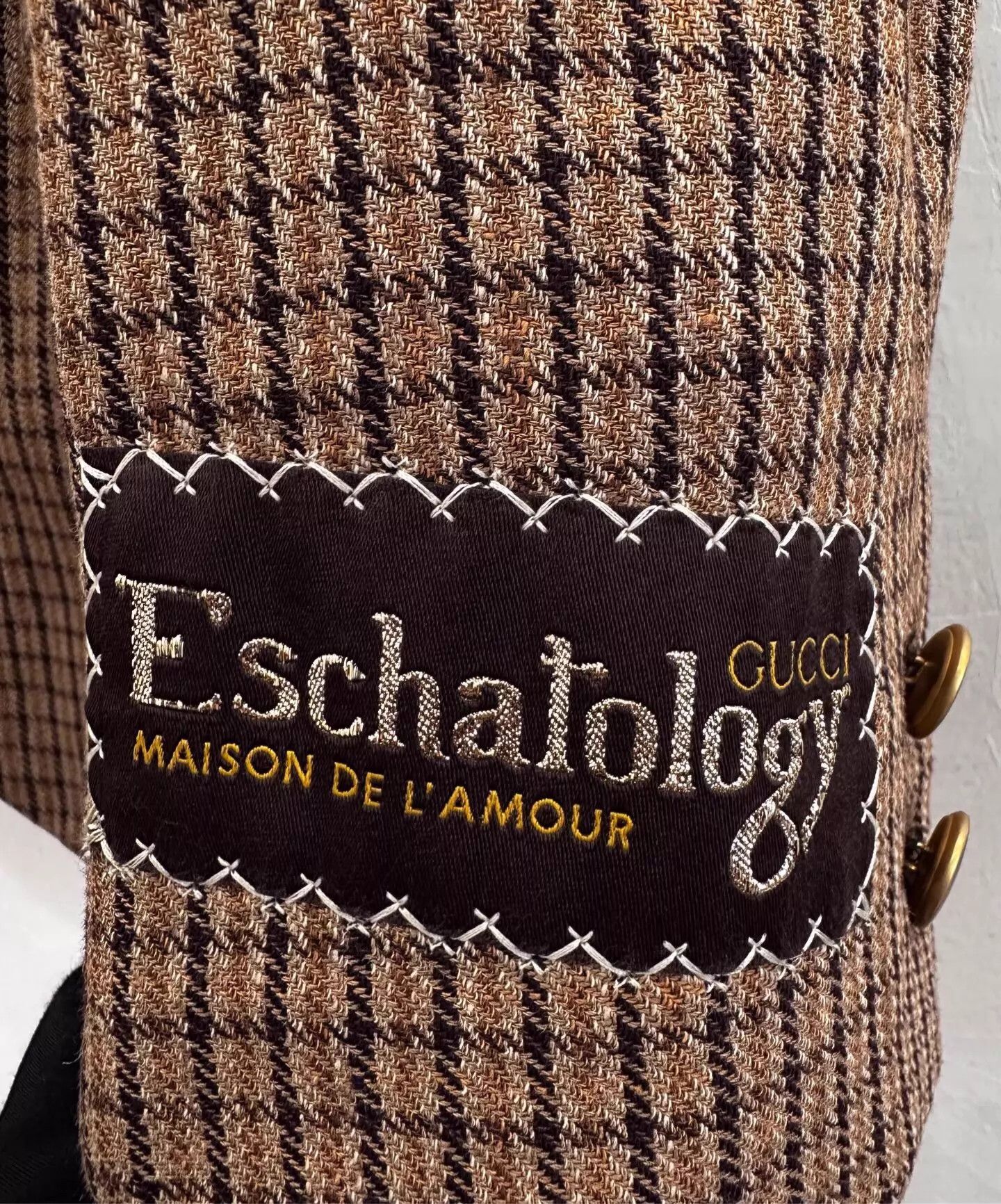 Gucci Gucci x Eschatology Womens Brown Linen Check Blazer Size S / US 4 / IT 40 - 4 Thumbnail