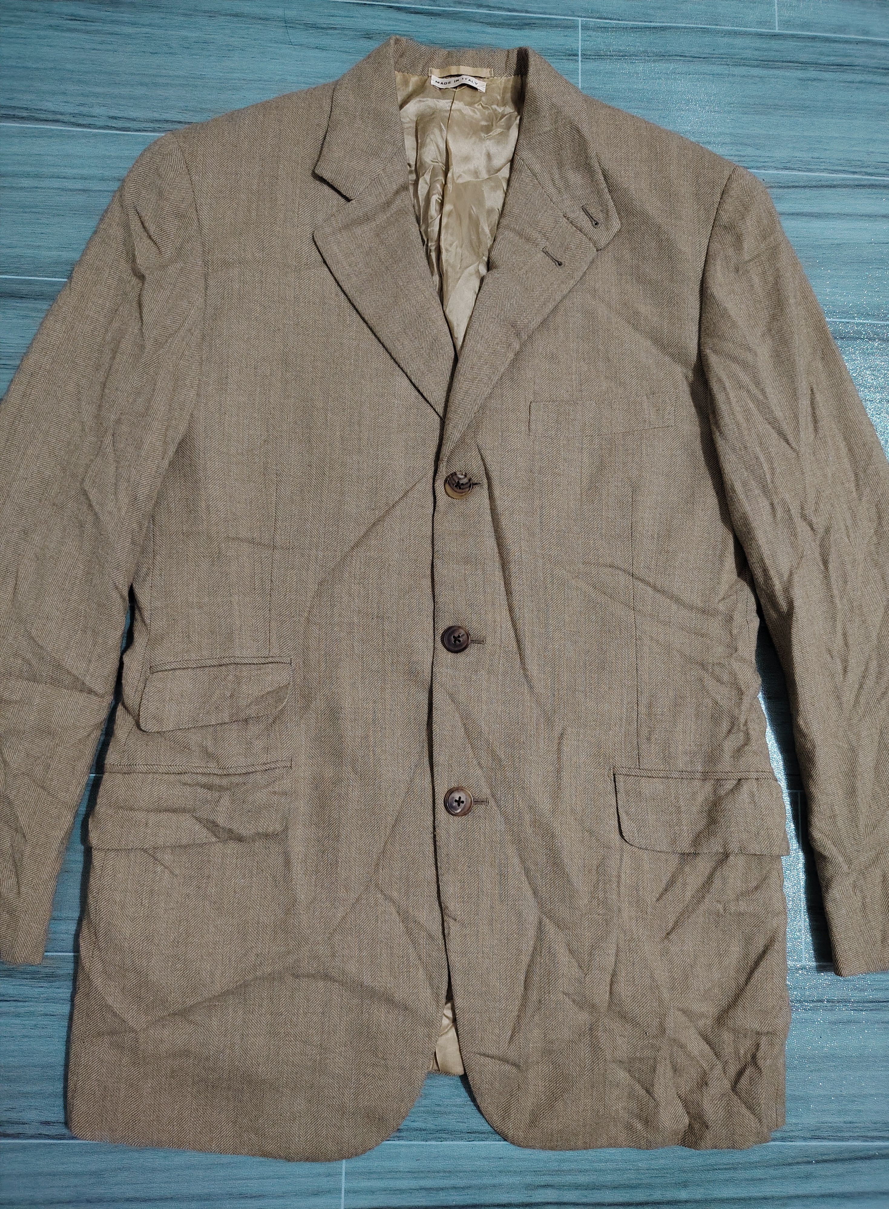 Hermes HERMES - Archive - Wool Herringbone Lace-Up Coat Size 48S - 4 Thumbnail