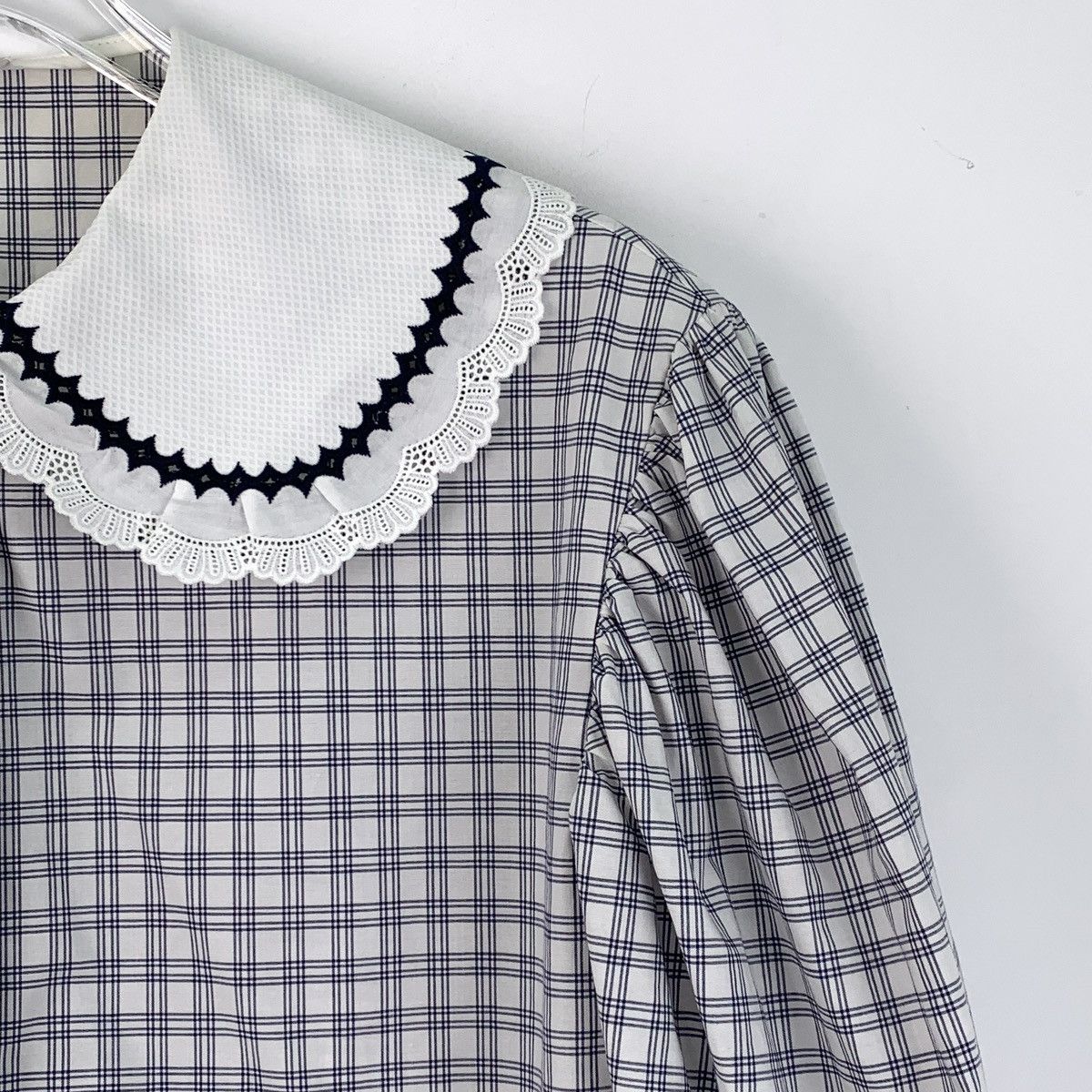 Miu Miu Miu Miu Colorblocked Check Cotton Doll Collar Shirt Size XS / US 0-2 / IT 36-38 - 3 Thumbnail