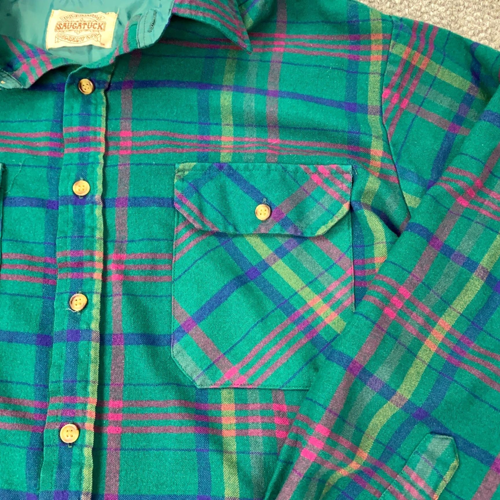 Vintage VINTAGE saugatuck Dry Goods Company Flannel Shirt Mens Medium Green Plaid Size US M / EU 48-50 / 2 - 2 Thumbnail
