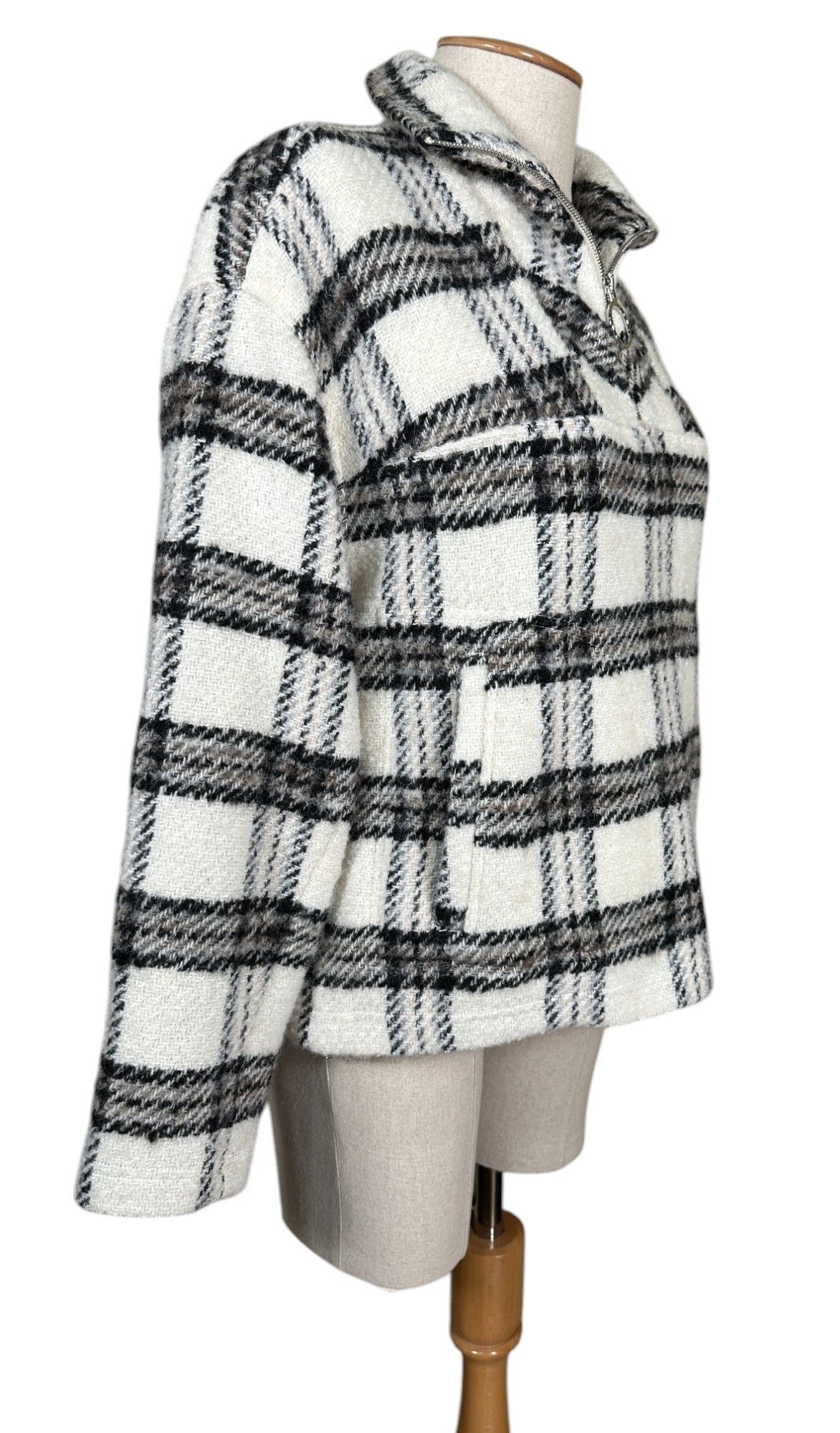 Iro Beige Checked wool-blend sweatshirt jacket Size S / US 4 / IT 40 - 4 Thumbnail