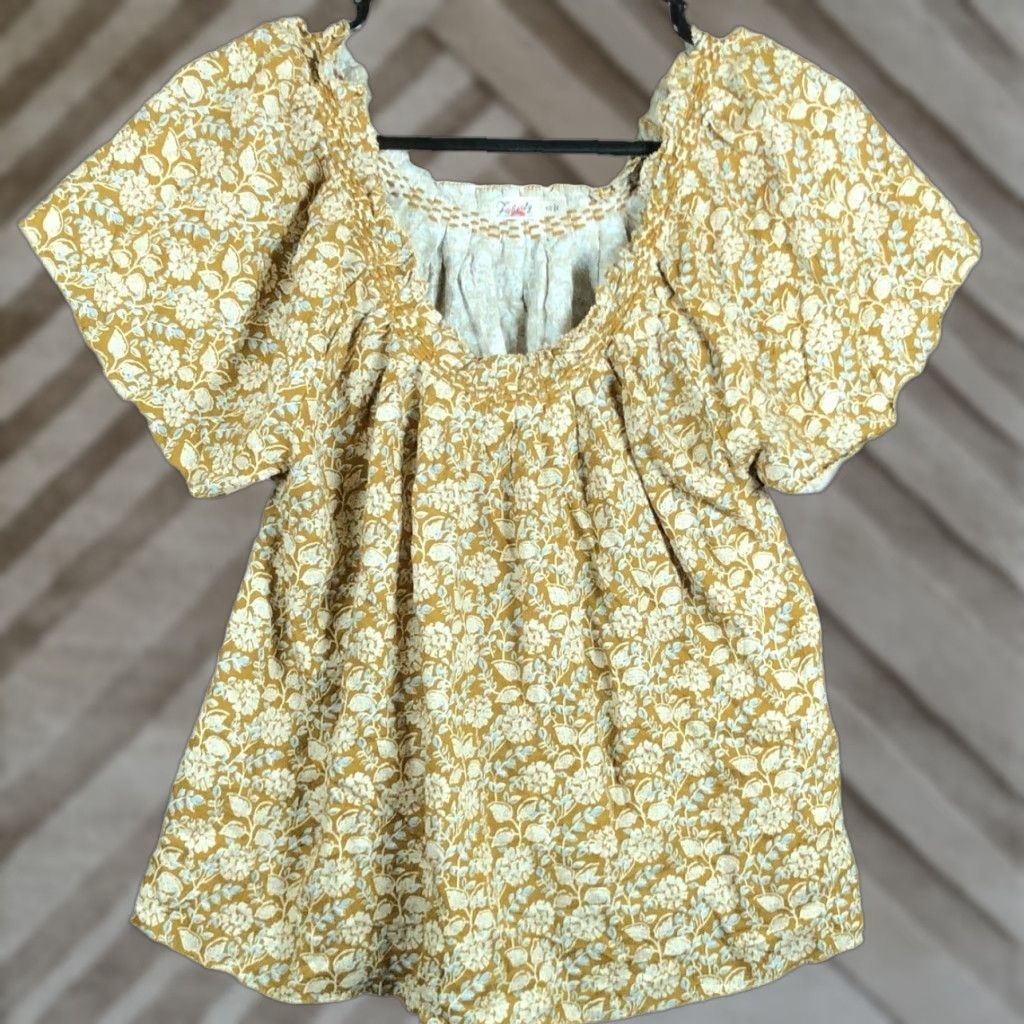 Faherty Faherty Womens Shirt Gold Annabelle Floral Linen Blend Short Sleeve XS Shirt Womens XS Gold Floral Linen Blend Short Sleeve Faherty Size XS / US 0-2 / IT 36-38 - 1 Thumbnail