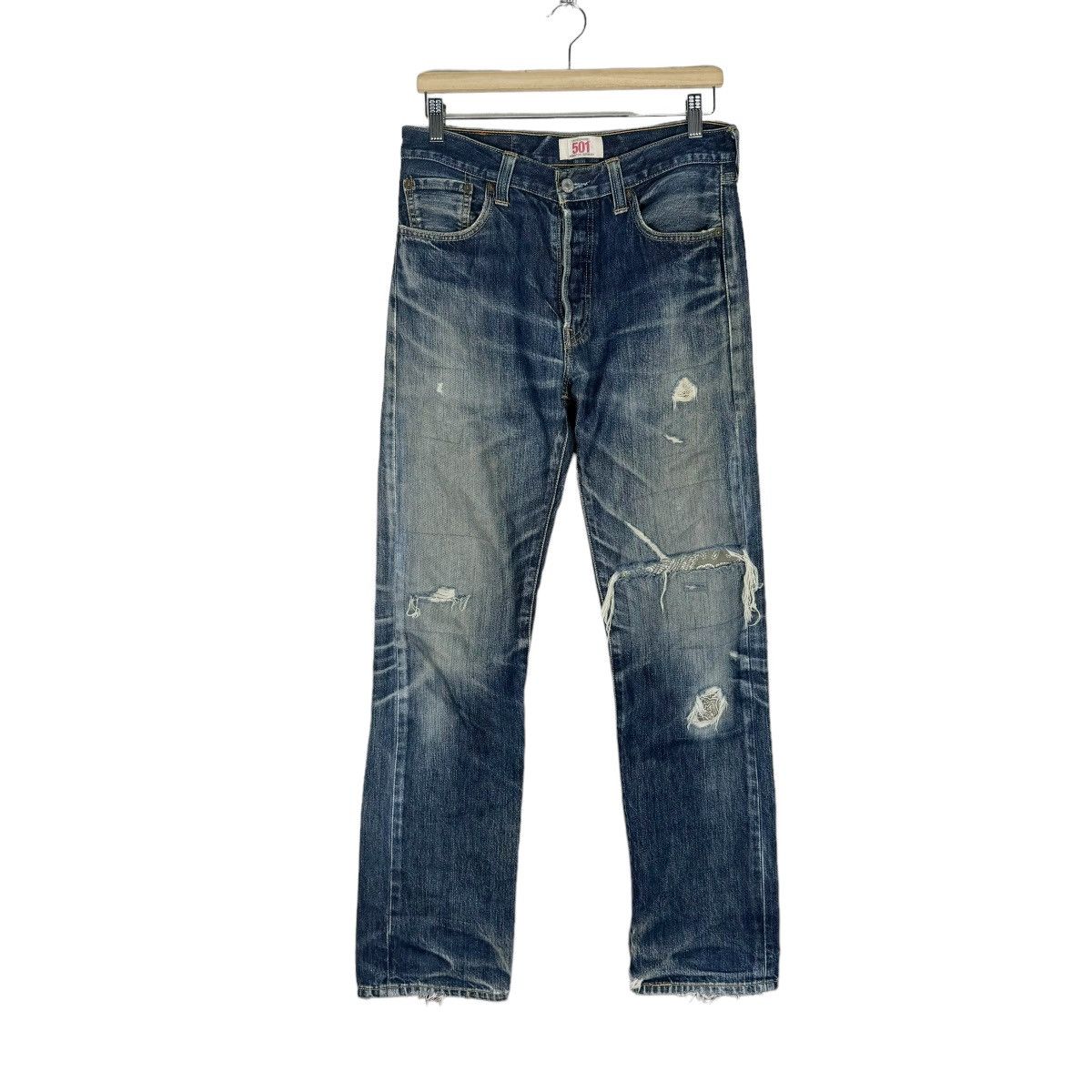 Levi's ☀️LEVI’S 501 STRAIGHT LEG PATCHWORK DENIM JEANS PANTS Size US 30 / EU 46 - 2 Thumbnail