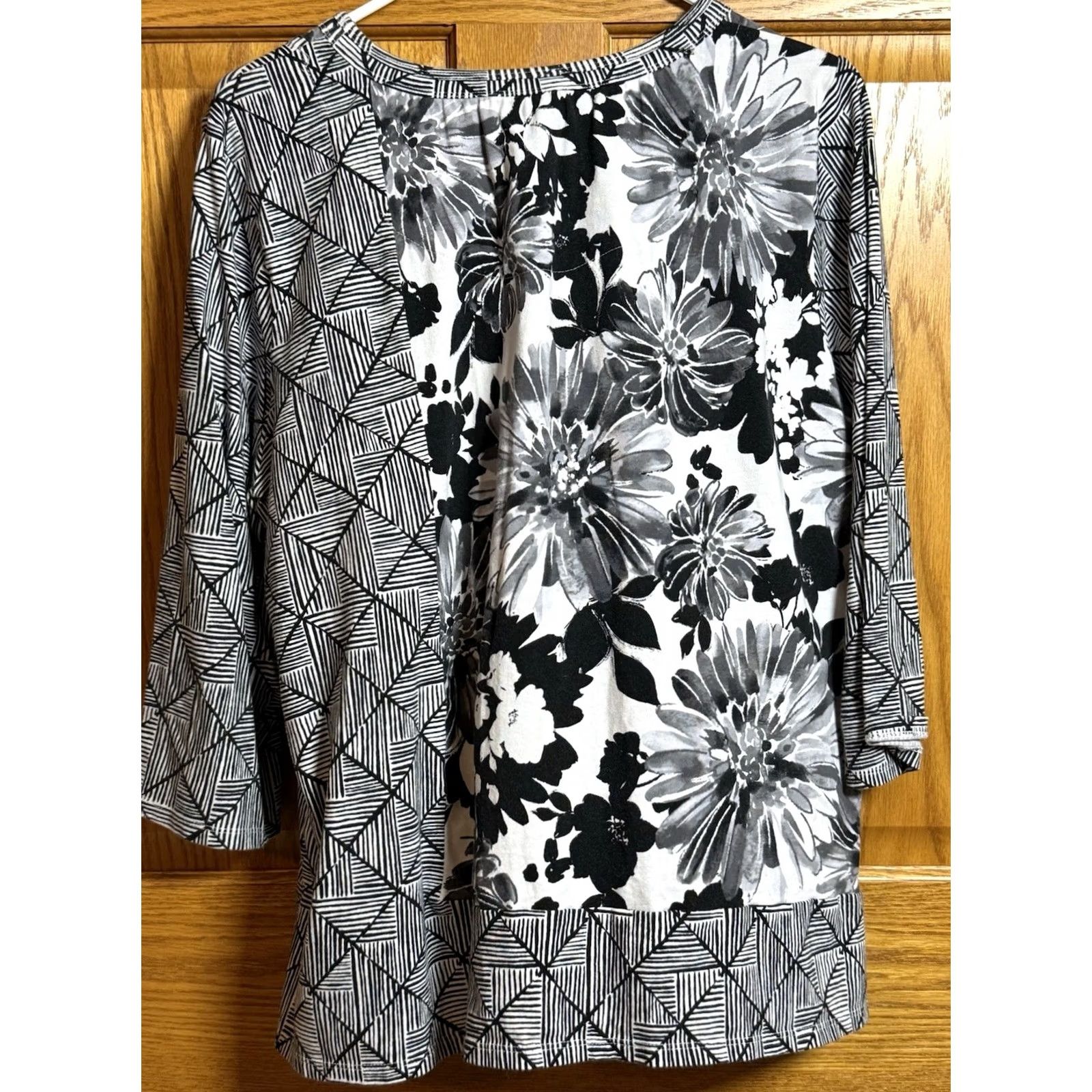 Vintage VINTAGE Alfred Dunner Black White Womens Plus 1X Floral Pattern Feminine Casual Artsy Size XL / US 12-14 / IT 48-50 - 2 Thumbnail