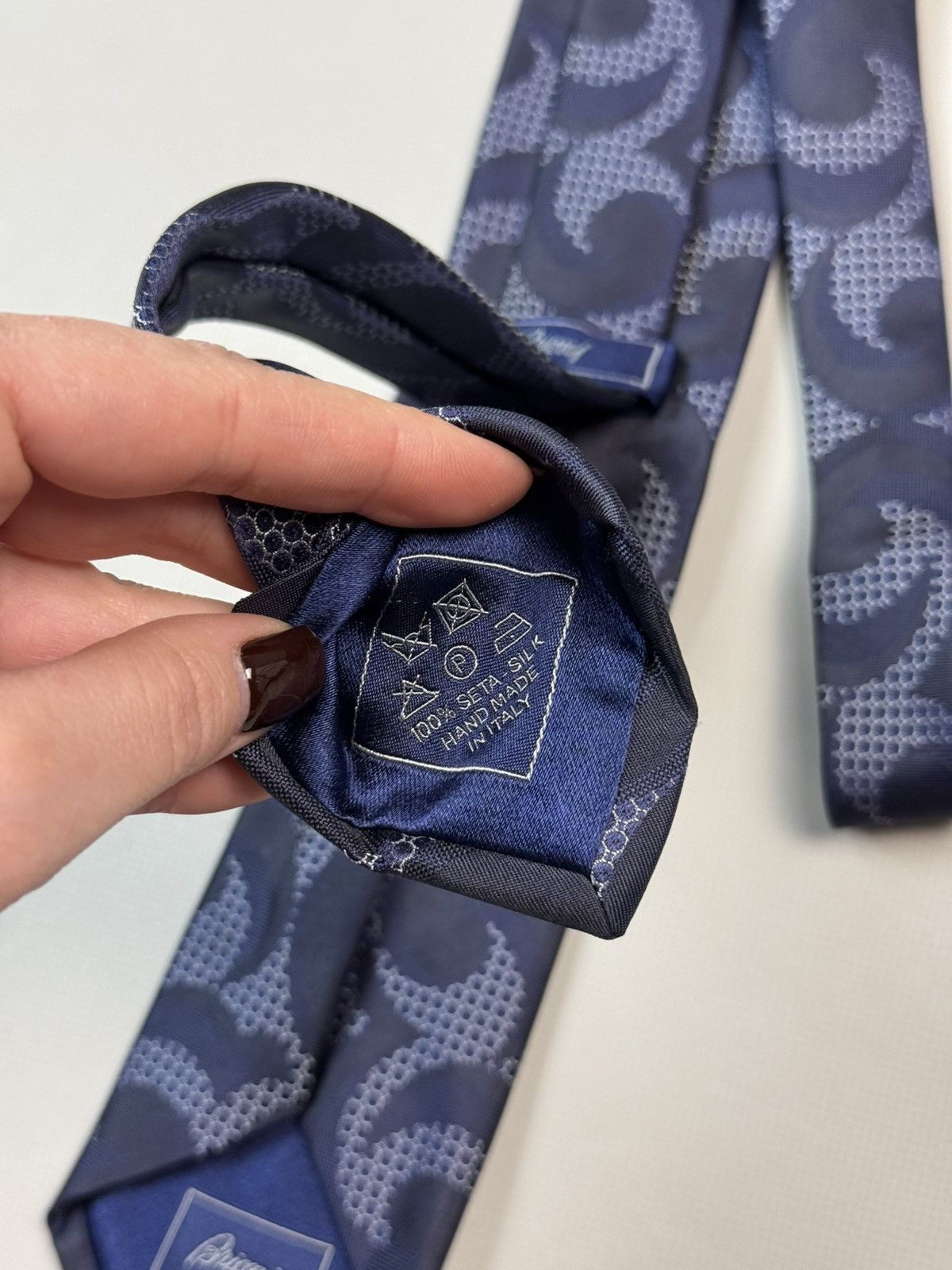 Brioni Brioni Abstract Geometric Pattern Silk Tie Blue Size ONE SIZE - 5 Thumbnail