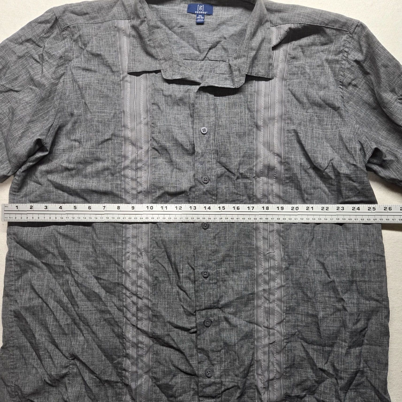 George George Shirt Gray Striped Long Sleeve Button-Up 100% Cotton Casual Adult Men 2XL Size US XXL / EU 58 / 5 - 3 Thumbnail