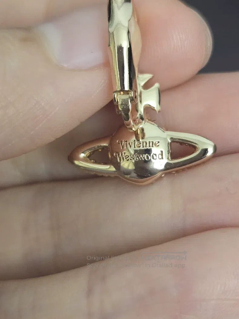 Vivienne Westwood Vivienne Westwood Rose Gold Full Diamond Saturn Earrings Size ONE SIZE - 6 Thumbnail