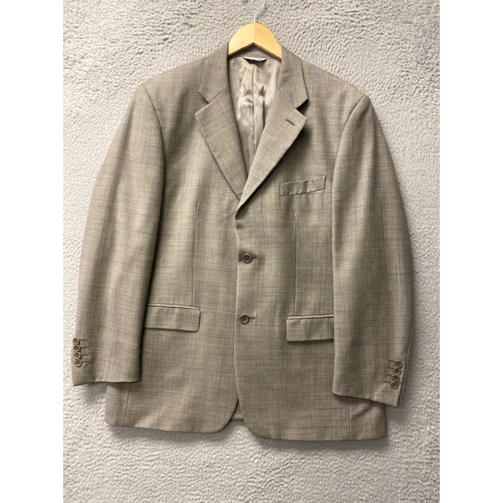 Vintage Cesarani Suit 44R Gray Glen Plaid Wool 2 Piece Business Casual Formal Mens Size 44R - 4 Thumbnail