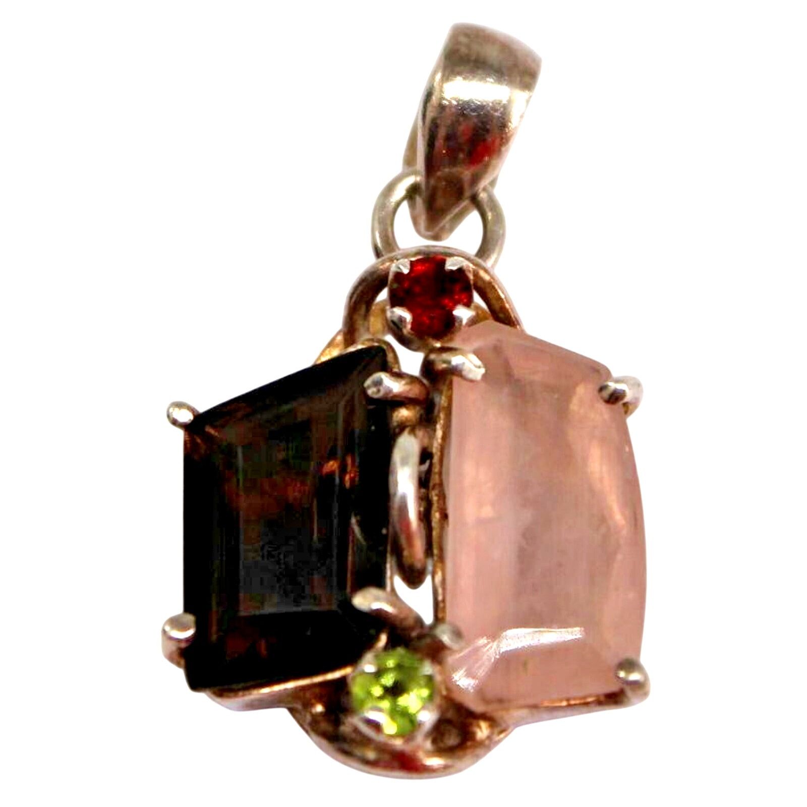 Other Vintage Pendant Peridot Garnet Smoke Rose Quarts 925 Silver Size ONE SIZE - 1 Thumbnail