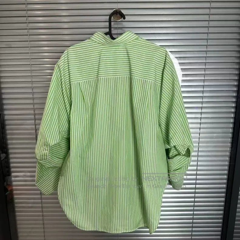 Balenciaga Balenciaga Green striped ruffled shirt Size XS / US 0-2 / IT 36-38 - 2 Thumbnail