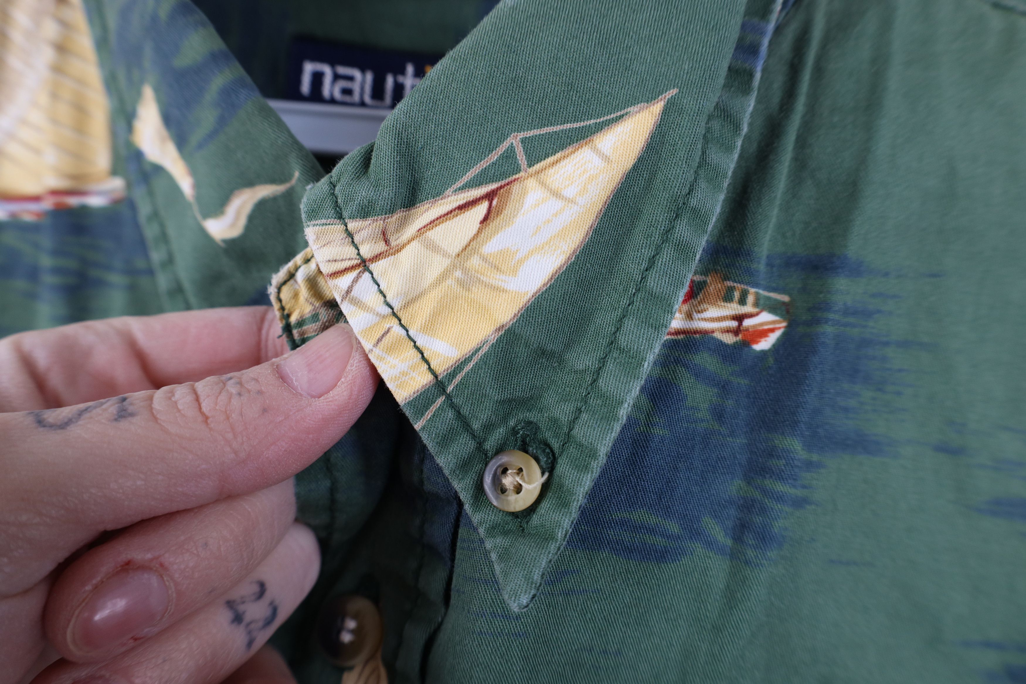 Nautica Vintage 90s Nautica All Over Print Button Down Shirt Size US XL / EU 56 / 4 - 5 Thumbnail
