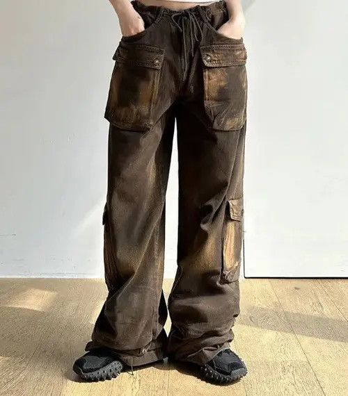Jean Distressed Brown Pocket Stitching Jeans Size 30" / US 8 / IT 44 - 2 Thumbnail