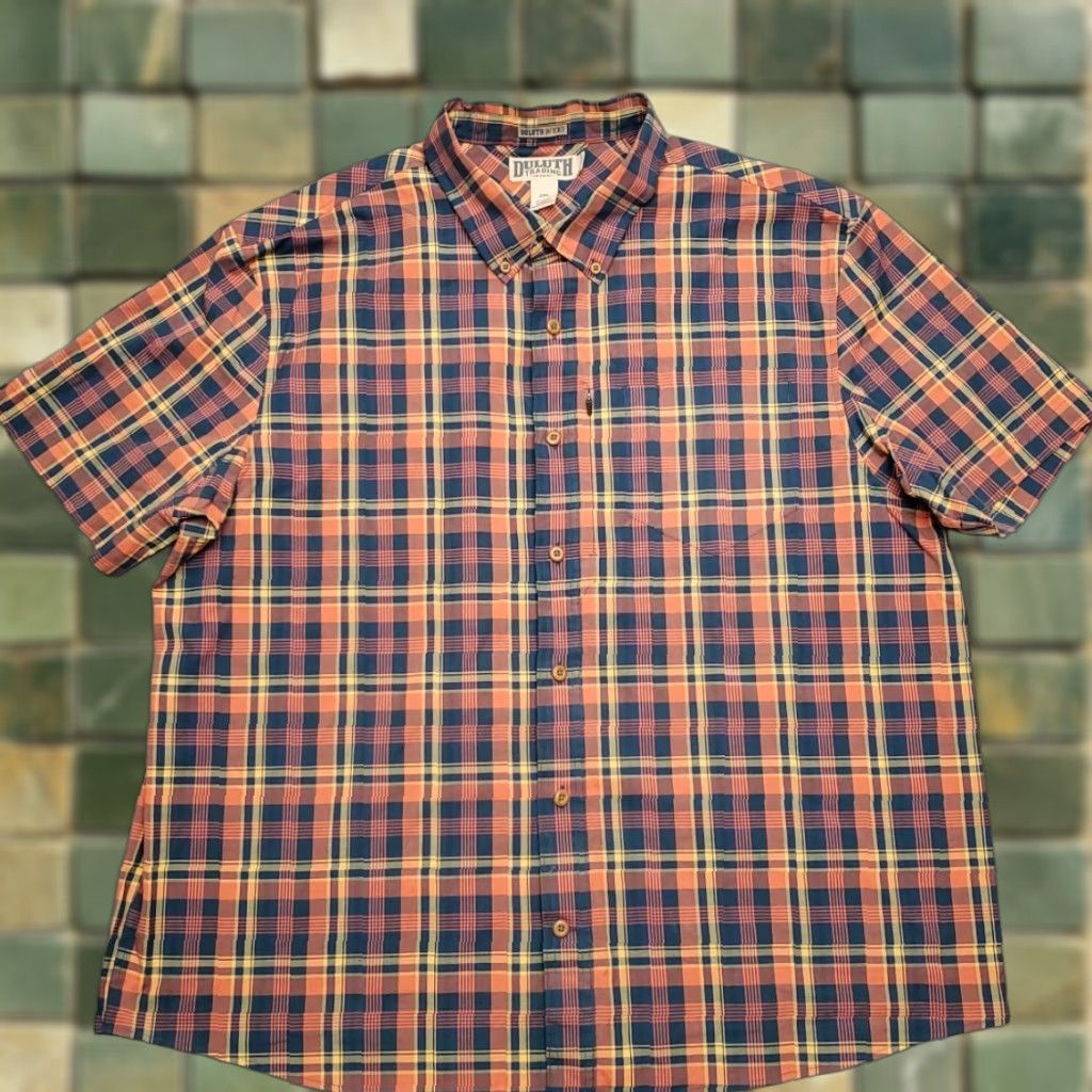 Duluth Trading Company Duluth Trading Shirt Mens XXL Orange Plaid Untucked Slight Stretch Short Sleeve Button-Up Casual Mens Size US XXL / EU 58 / 5 - 1 Thumbnail